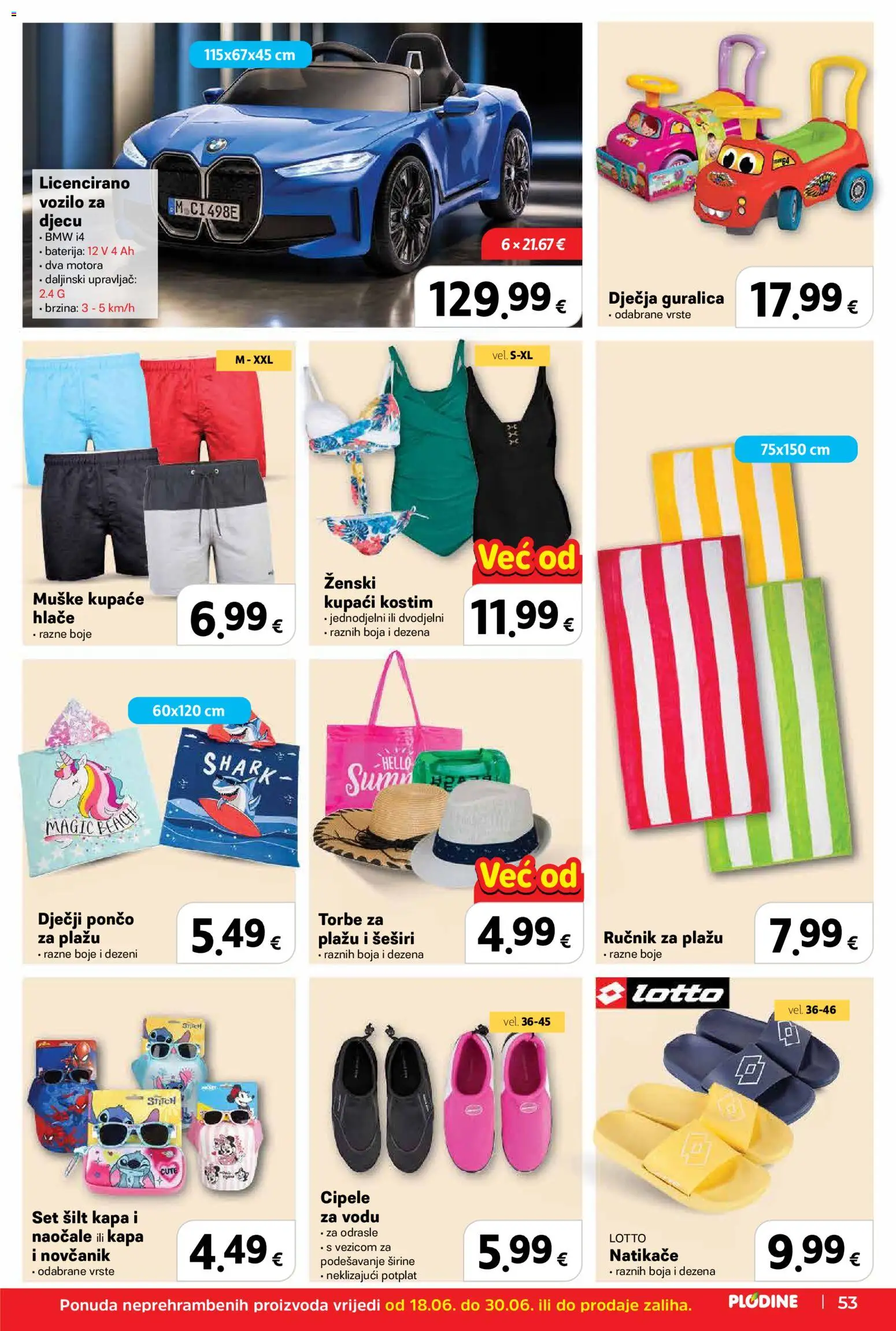 Plodine katalog | vrijedi od 18.06.2026 | Stranica: 53 | Proizvodi: Hlače, Kupaći kostim, Novčanik, Kapa