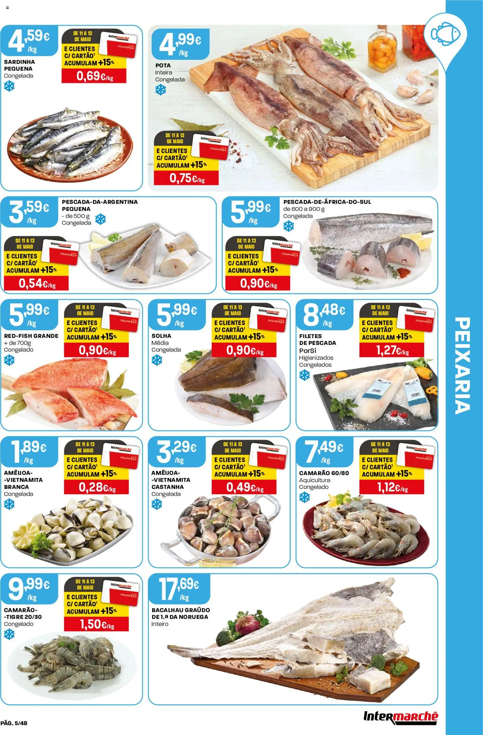 Intermarché folheto │ válido de 07.05.2026 | Página: 5 | Produtos: Bacalhau, Pescada, Camarão
