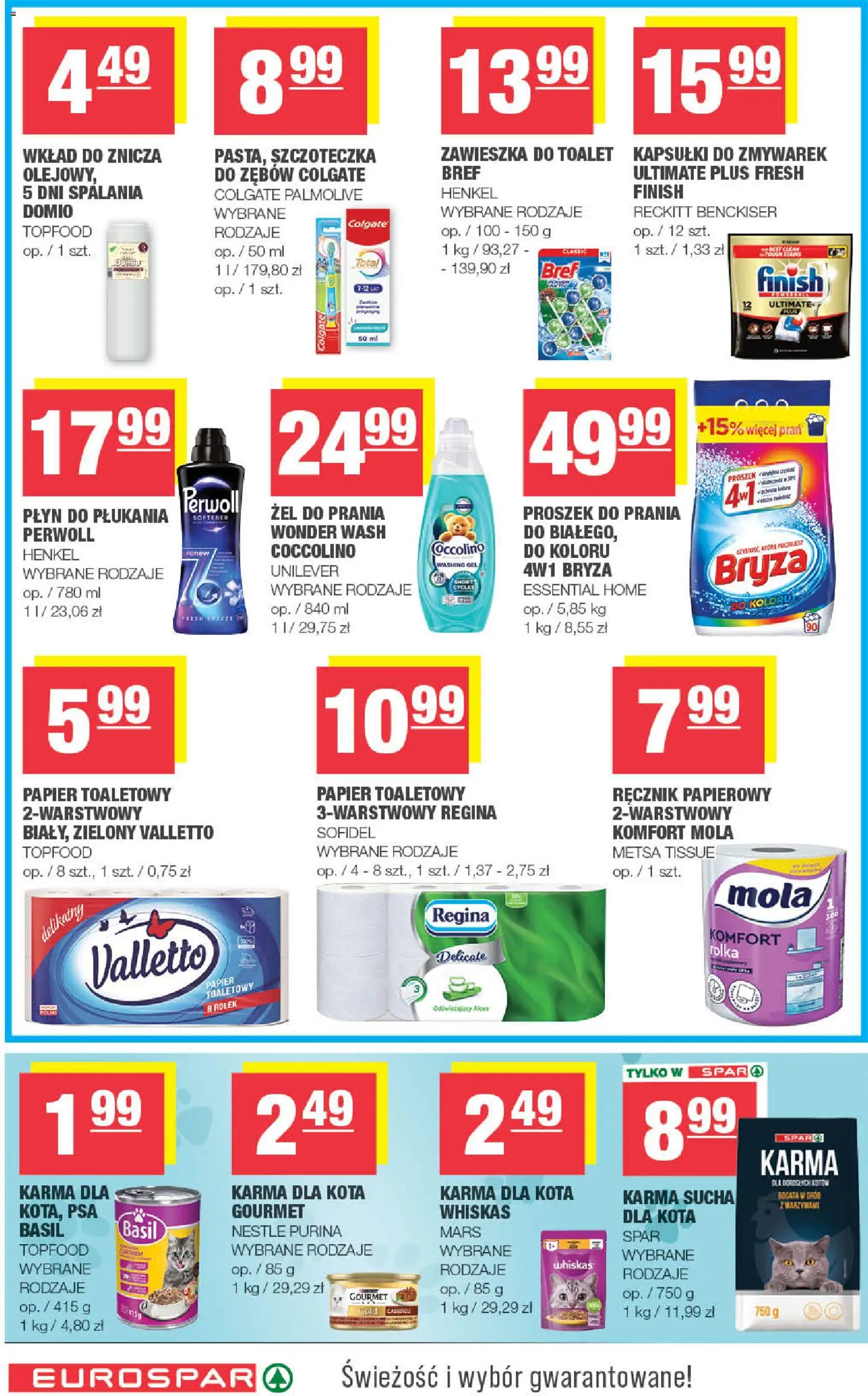 Spar gazetka - Eurospar od 07.10.2026 | Strona: 14 | Produkty: Płyn do płukania, Kapsułki, Karma dla kota, Proszek do prania