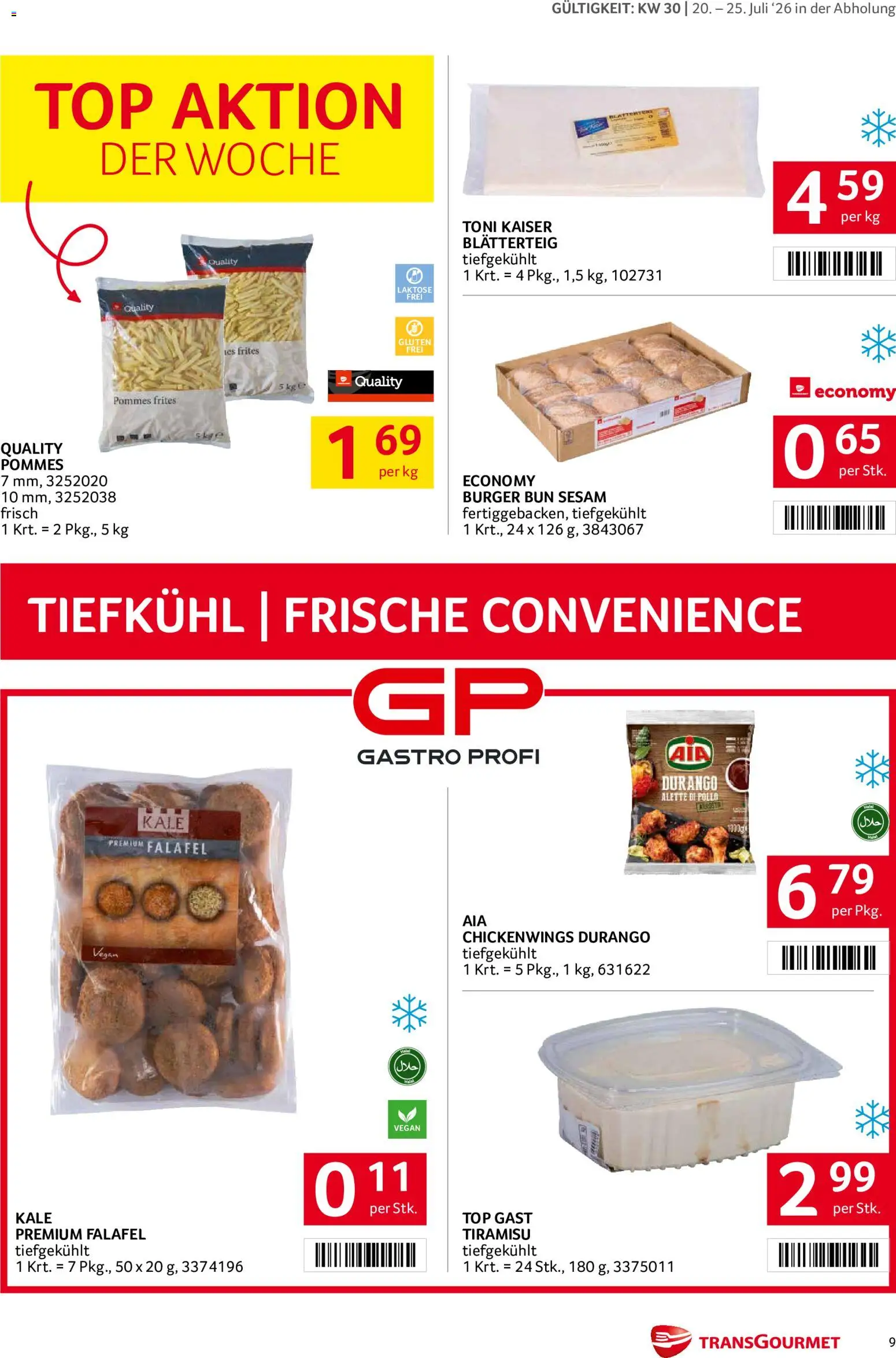 Transgourmet Flugblatt gültig ab 20.07.2026 | Seite: 9 | Produkte: Burger