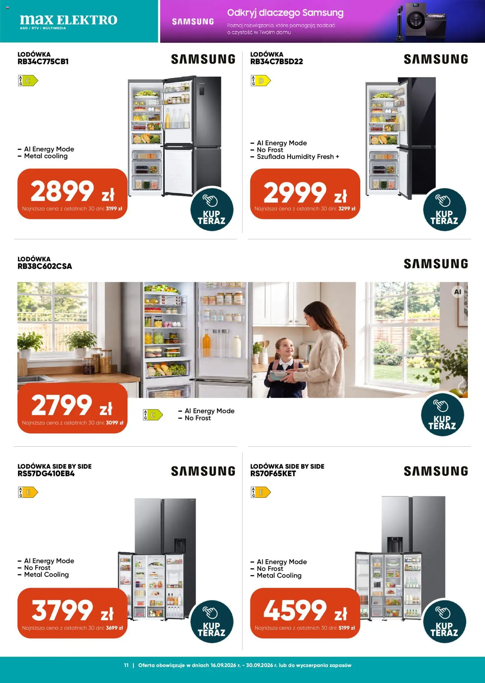 Max elektro gazetka od 16.09.2026 | Strona: 11 | Produkty: Lodówka