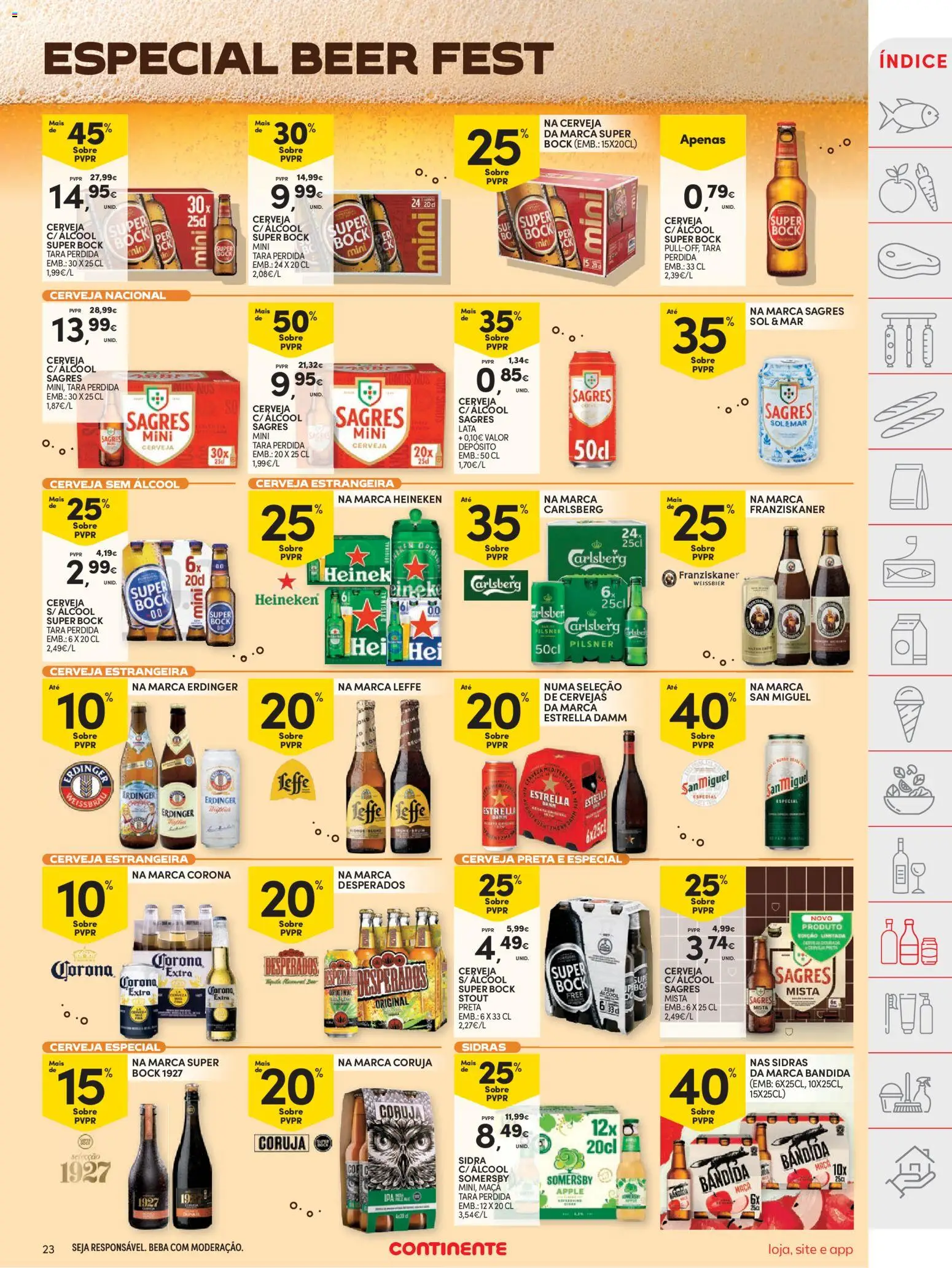 Continente folheto │ válido de 29/09/2026 | Página: 23 | Produtos: Cerveja sem álcool, Corona Extra, Desperados, Cerveja