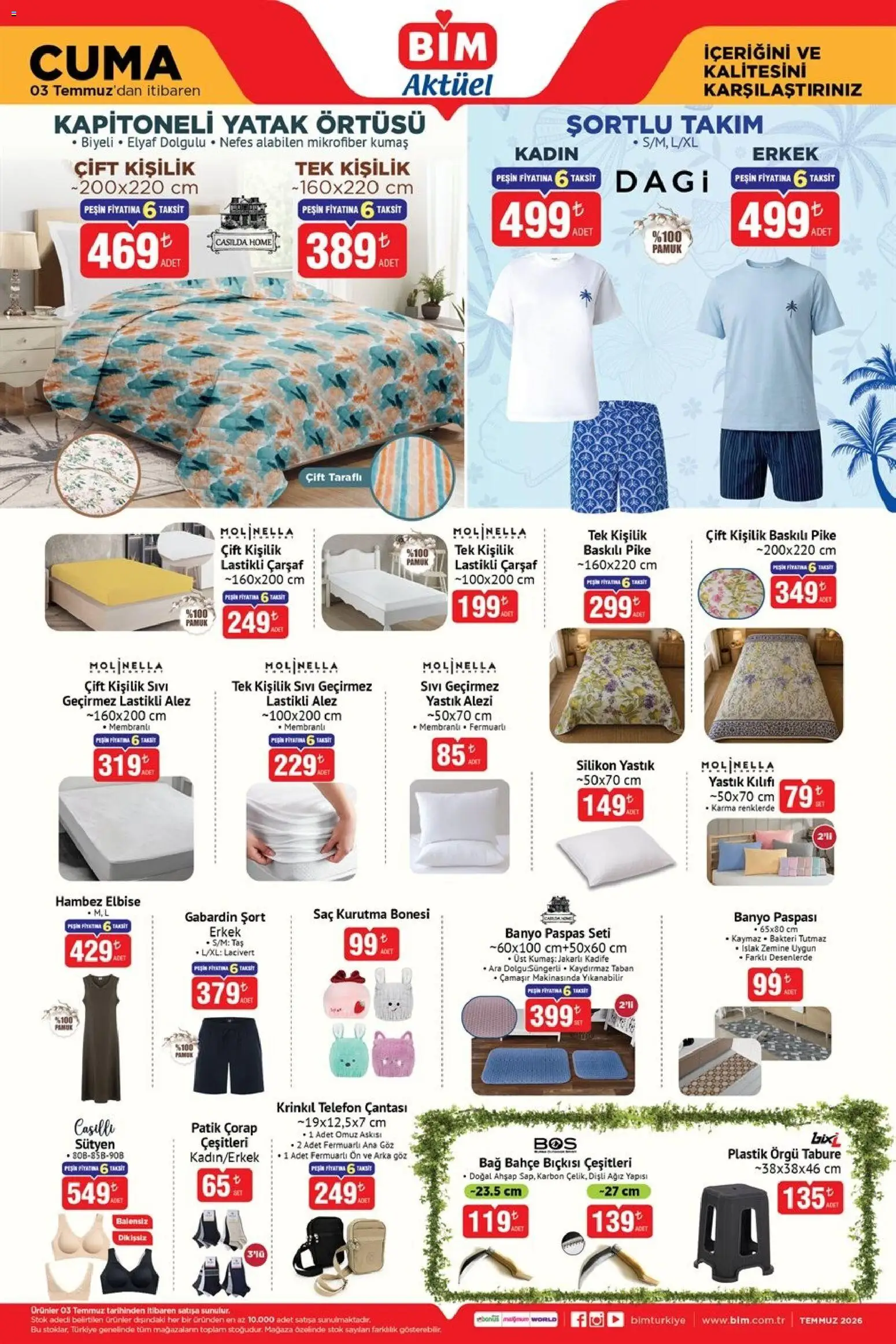 BİM - Katalog Cuma - 03 Temmuz 2026 tarihinden itibaren geçerlidir | Sayfa: 4 | Ürünler: Yatak, Yastık, Banyo, Banyo paspası