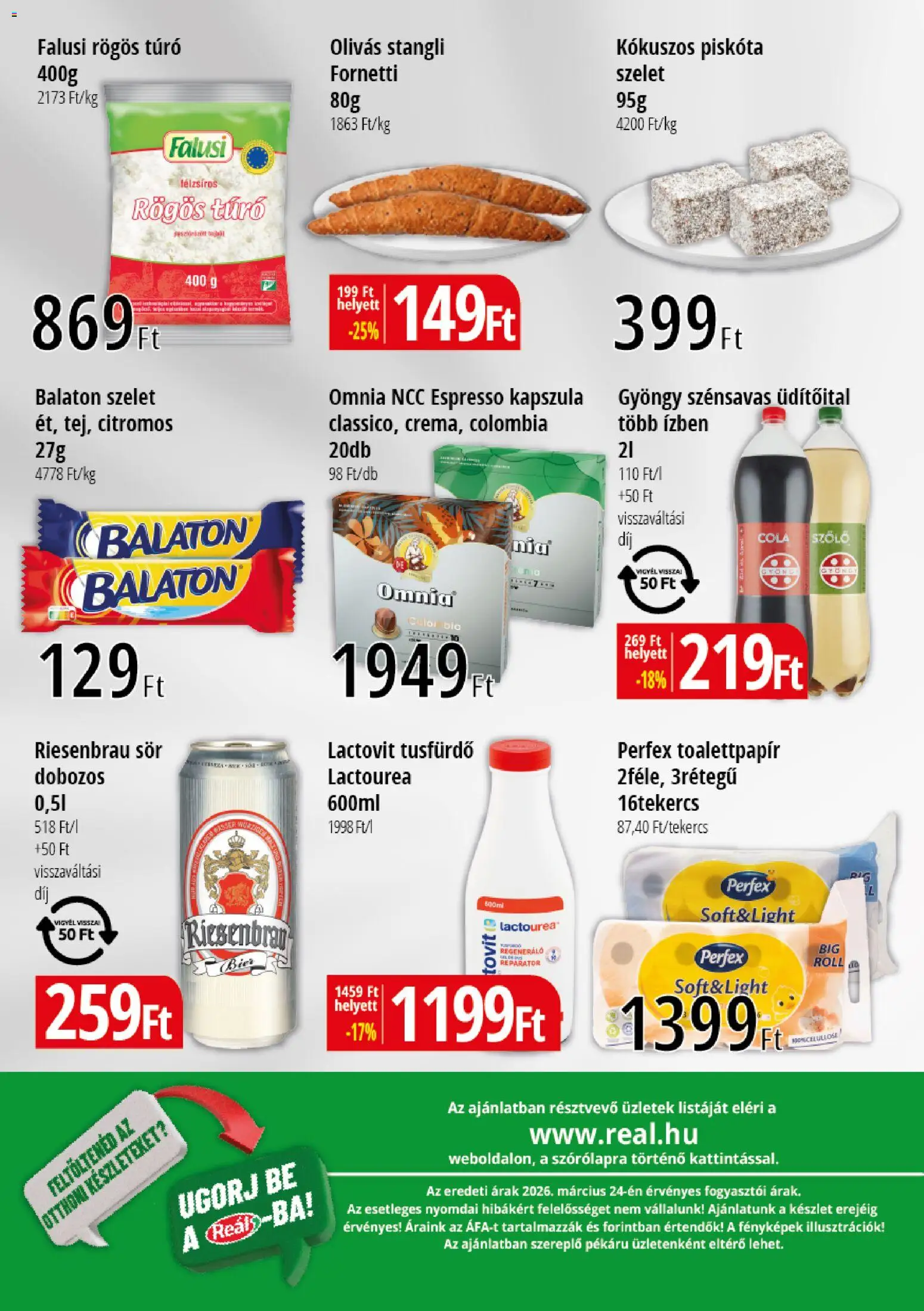 Reál akciós ujság - amely érvényes a következő dátumtól: 09.04.2026 | Oldal: 2 | Termékek: Piskóta, Stangli, Cola, Túró