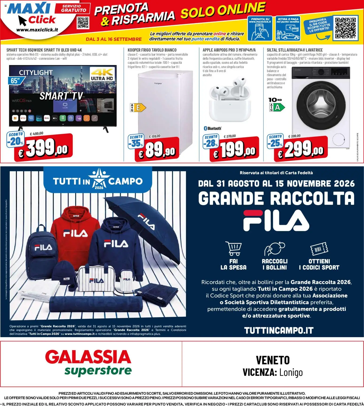 Volantino Galassia del 03/09/2026 | Pagina: 24 | Prodotti: smart TV, Lavatrice, TV, Cuffie