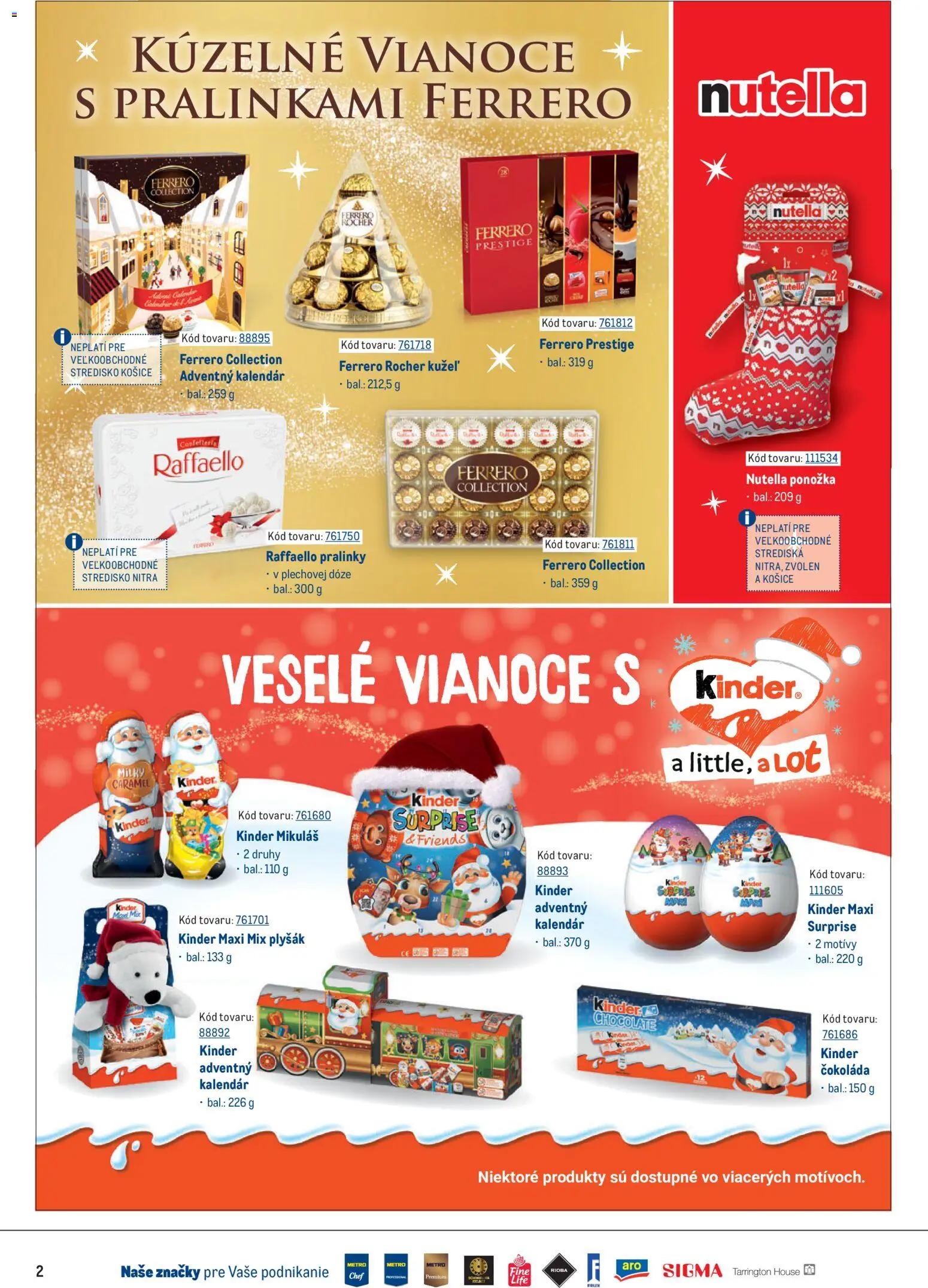 Nové Metro akcie – leták je platný od 07.10.2026 | Strana: 2 | Produkty: Kinder Surprise, Čokoláda, Ferrero Rocher, Nutella