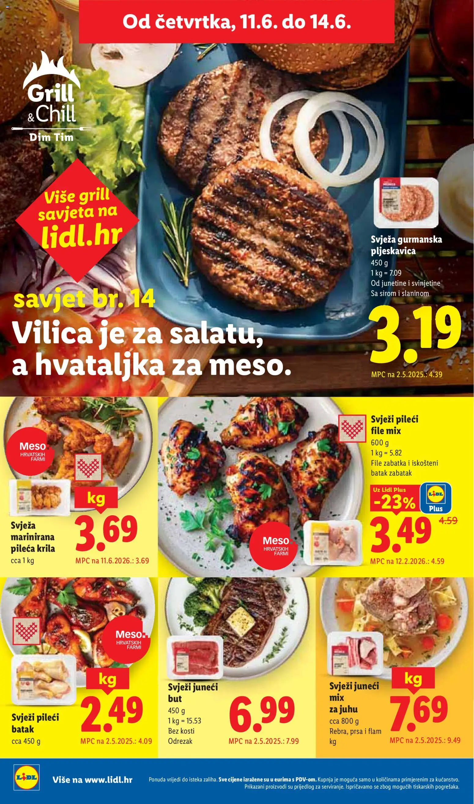 Lidl katalog | vrijedi od 08.06.2026 | Stranica: 64 | Proizvodi: Pileća krila, Pileći file, Meso, Hvataljka