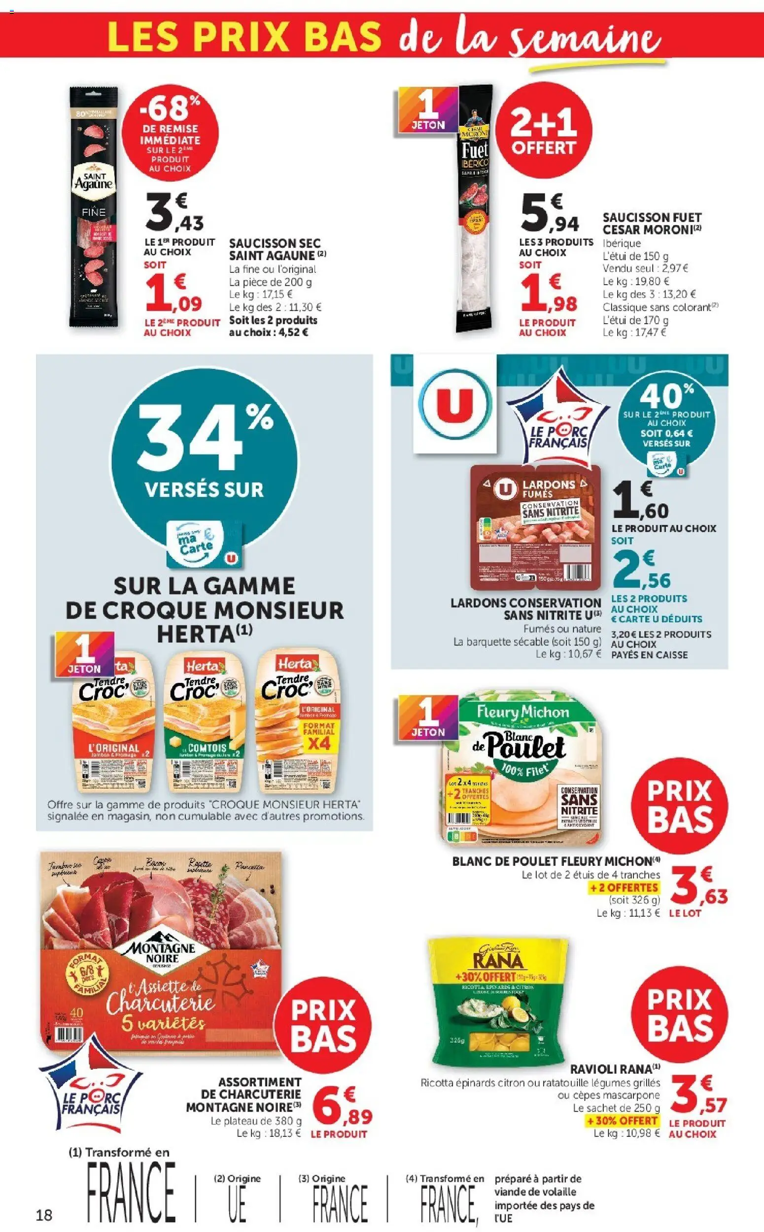 {H1} | Page: 18 | Produits: Saucisson, Lardons, Assiette, Croque monsieur