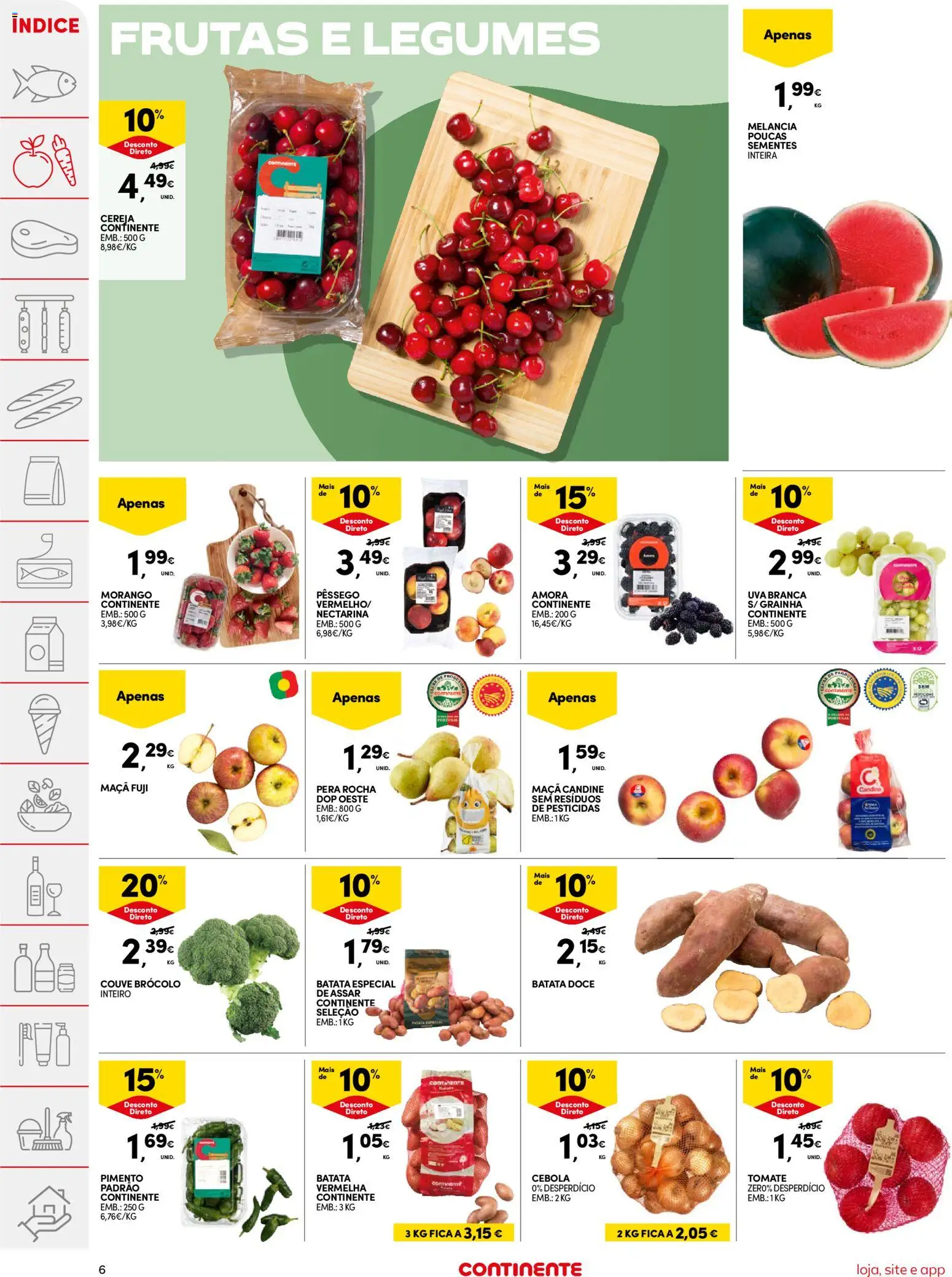 Continente folheto │ válido de 05.05.2026 | Página: 6 | Produtos: Cebola, Cereja, Melancia, Morangos