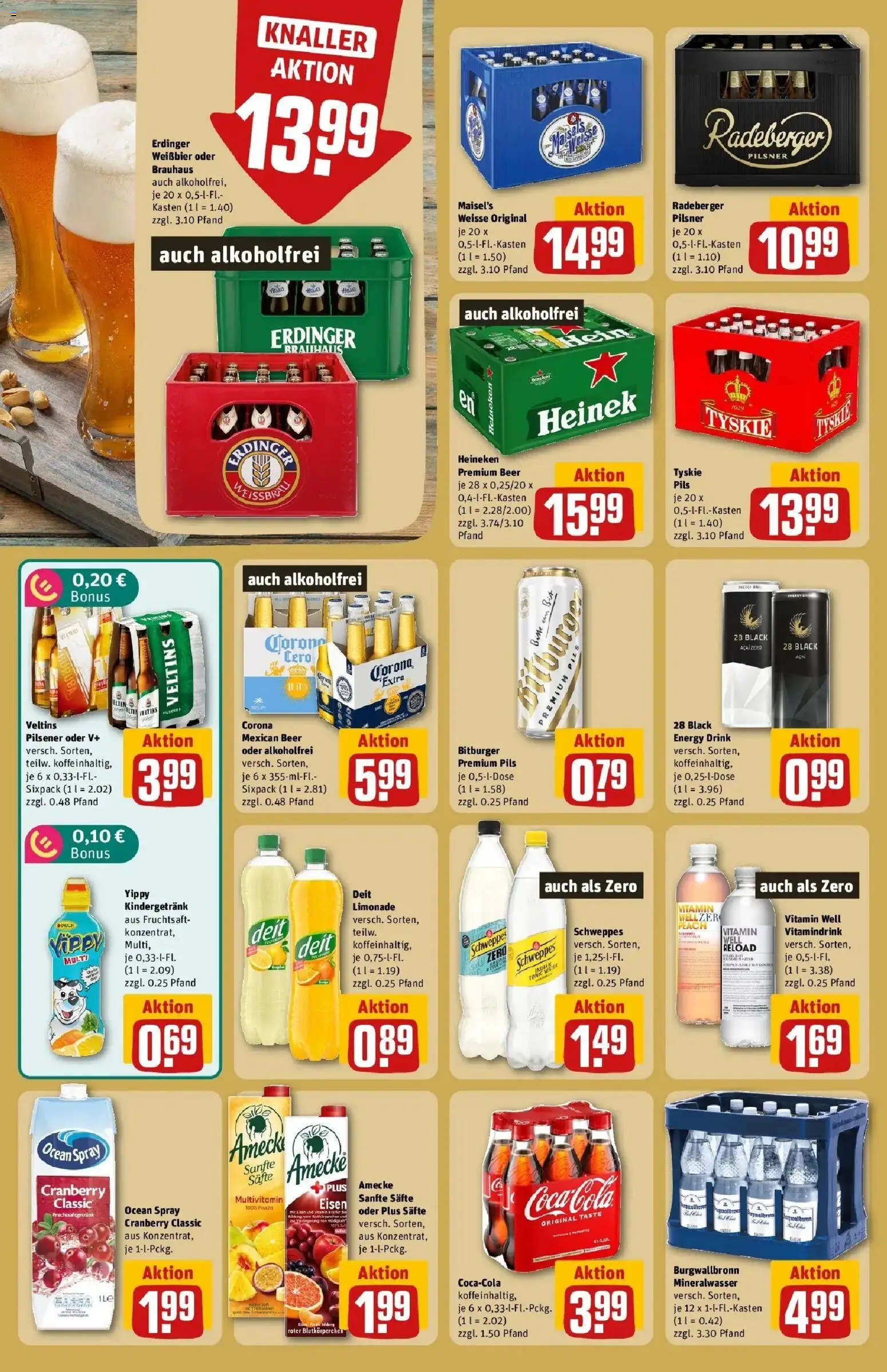REWE Prospekt ab 17.08.2026 zum Blättern » Angebote | Seite: 22 | Produkte: Tyskie, Limonade, Schweppes, Heineken