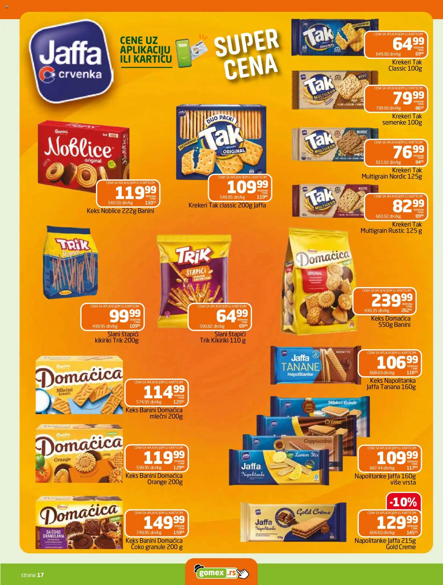 Gomex katalog - važi od 30.09.2026 | Strana: 17 | Proizvode: Keks, Krekeri, Granule, Napolitanke