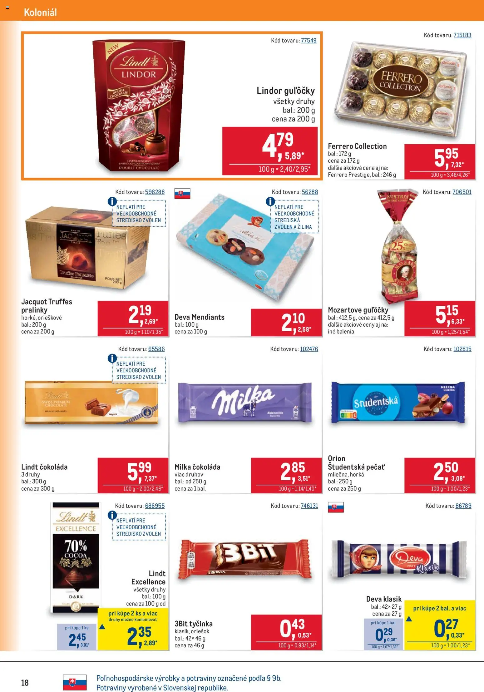 Nové Metro akcie – leták je platný od 26.08.2026 | Strana: 18 | Produkty: Lindor, Lindt, Čokoláda, Milka