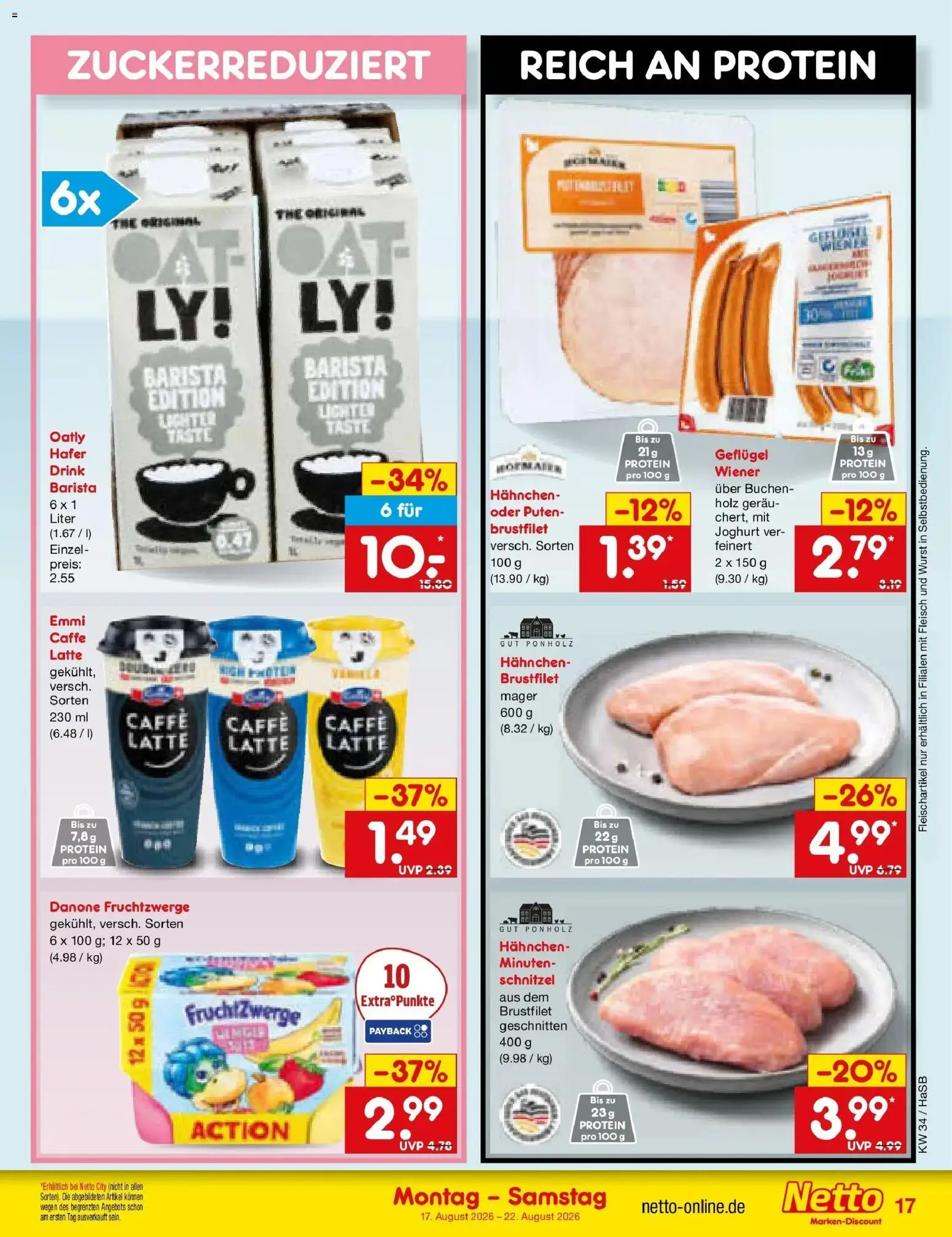 Netto Marken-Discount Prospekt Wuppertal – gültig ab 17.08.2026 | Seite: 23 | Produkte: Fruchtzwerge, Schnitzel, Oatly, Fleisch