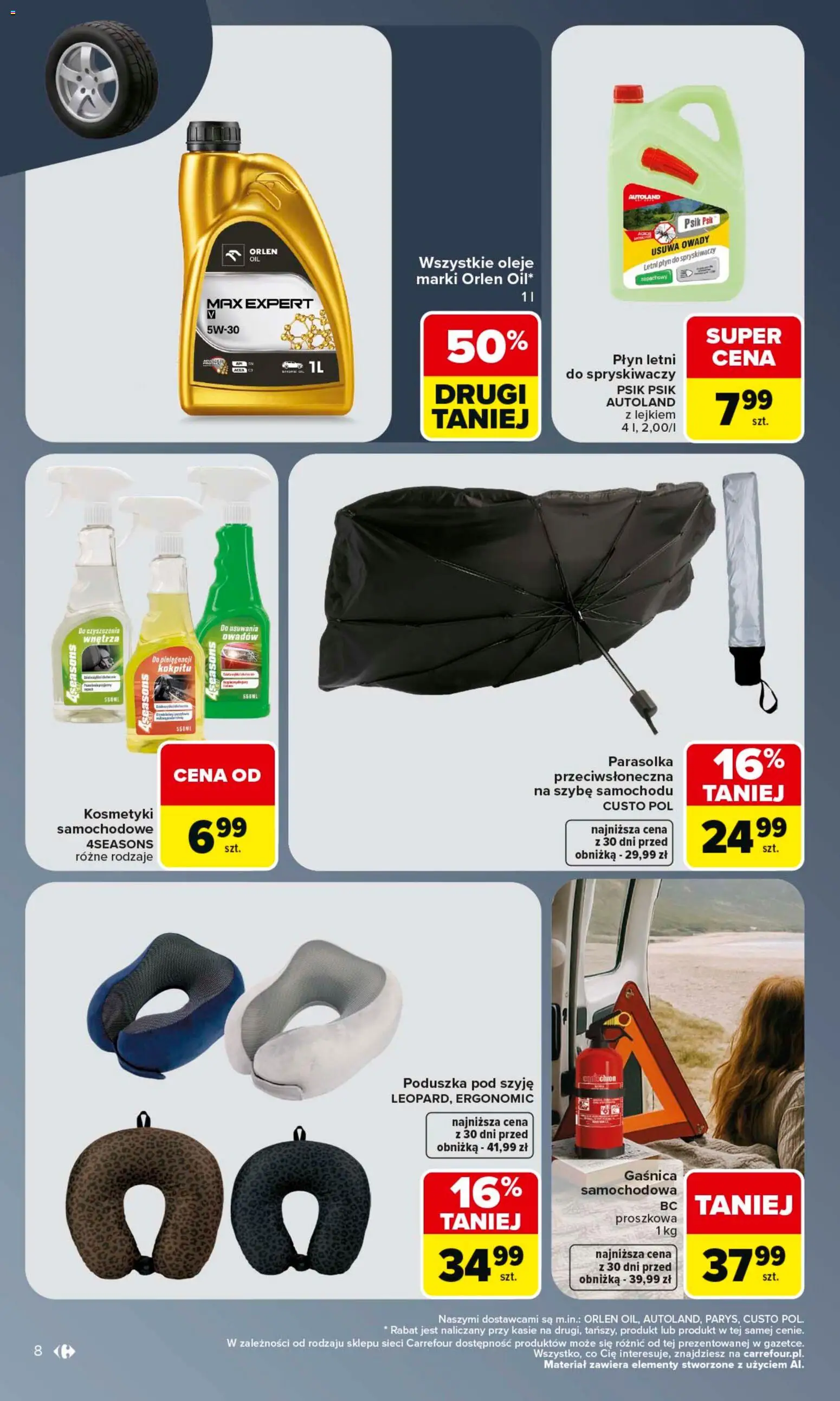 Carrefour gazetka - W sumie same okazje od 08.06.2026 | Strona: 8 | Produkty: Parasolka, Gaśnica, Poduszka, Gaśnica samochodowa