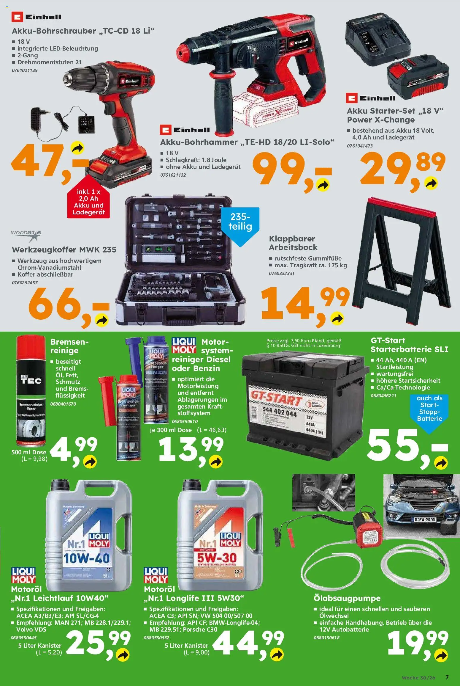 Globus Baumarkt Prospekt – gültig ab 20.07.2026 | Seite: 7 | Produkte: Batterie, Koffer, Ladegerät