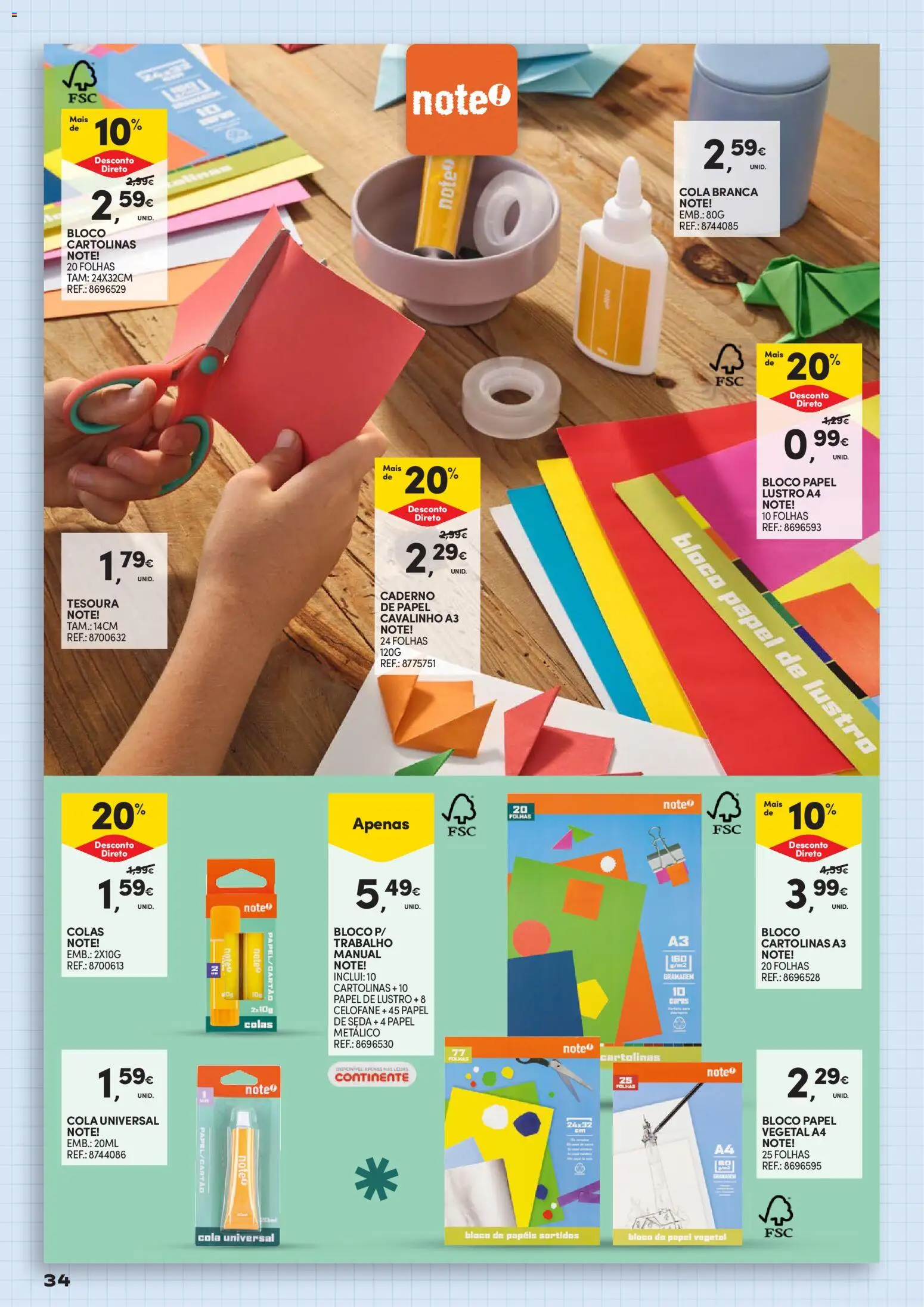 Continente Regresso às Aulas Na escola de toda a gente │ válido de 11/08/2026 | Página: 34 | Produtos: Caderno