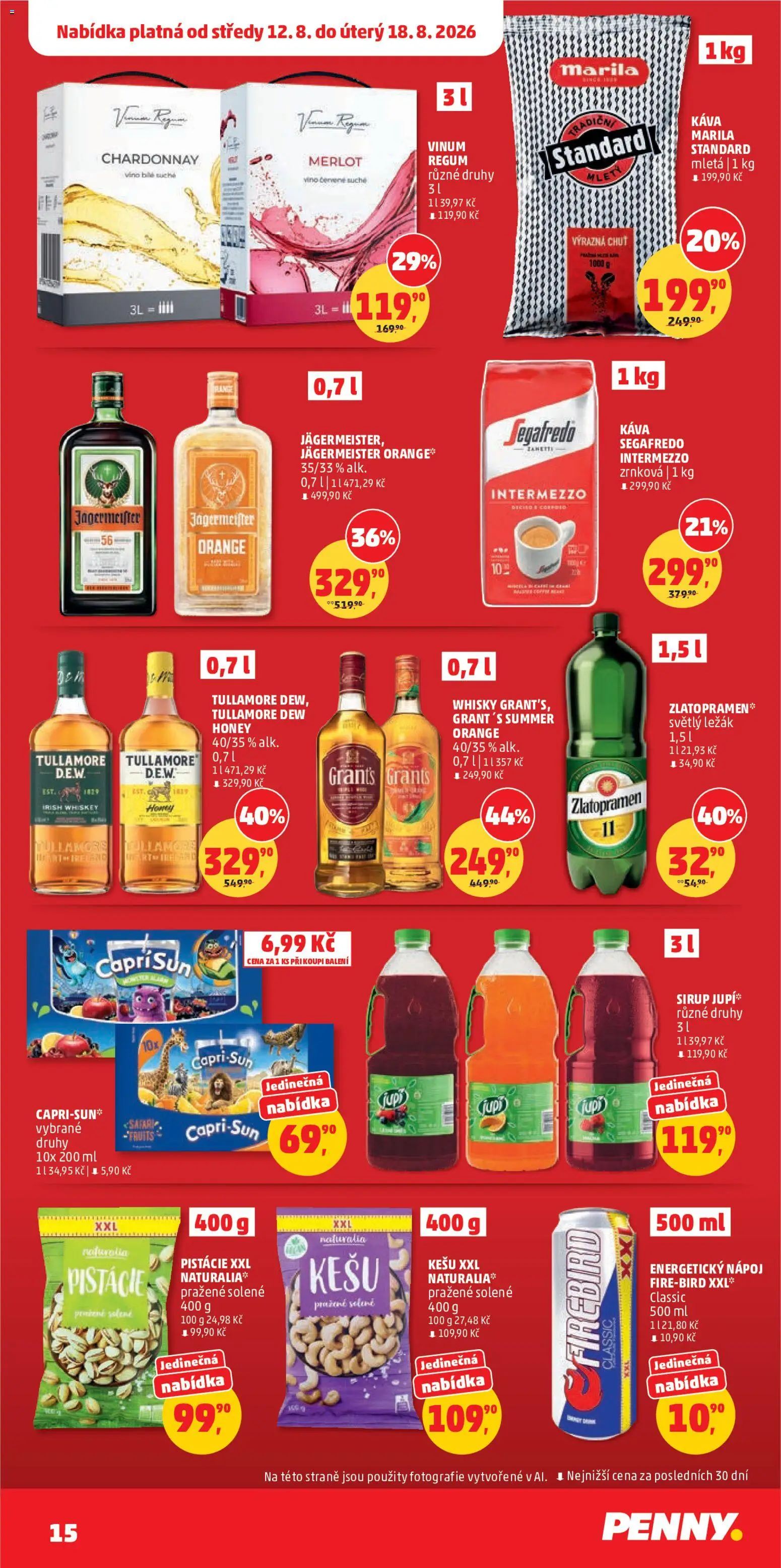 Penny Market leták od 12.08.2026 | Strana: 15 | Produkty: Víno, Pistácie, Jupí, Energy drink
