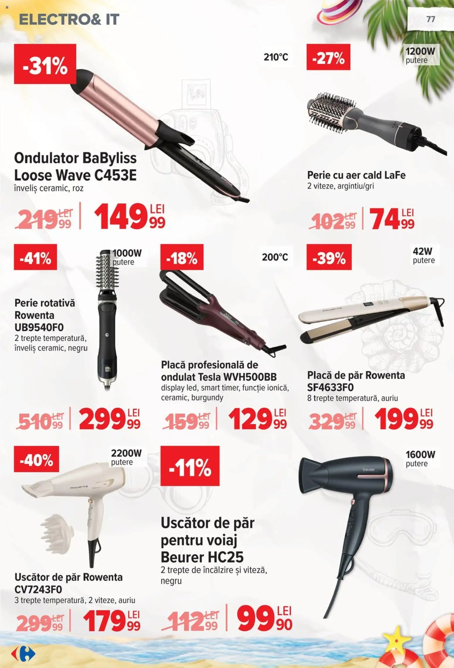 Noul catalog Carrefour – valabil de la 17.06.2026 | Pagină: 78 | Produse: Perie rotativă, Uscător, Ondulator, Perie