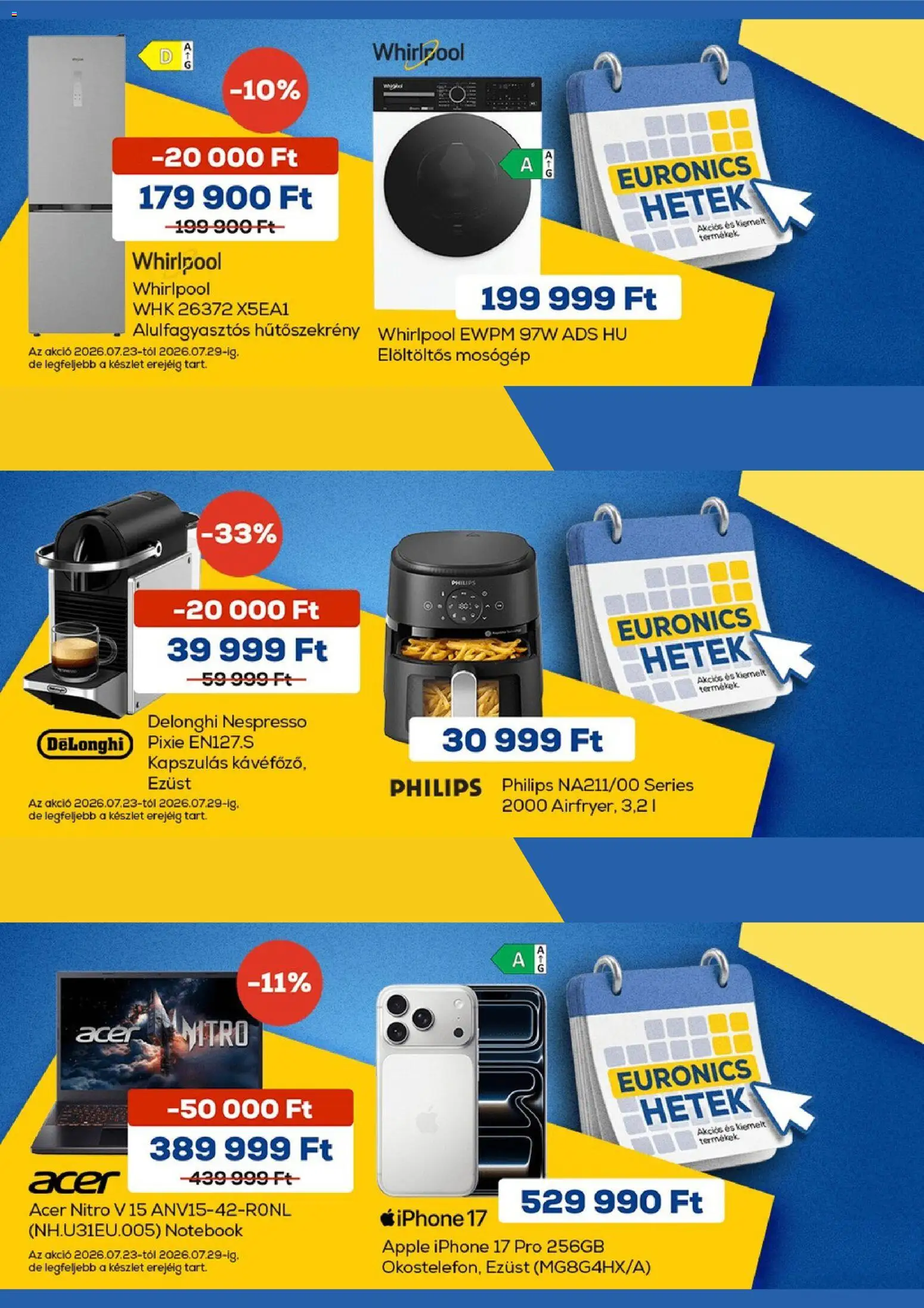 Euronics akciós ujság - amely érvényes a következő dátumtól: 2026.07.23. | Oldal: 1