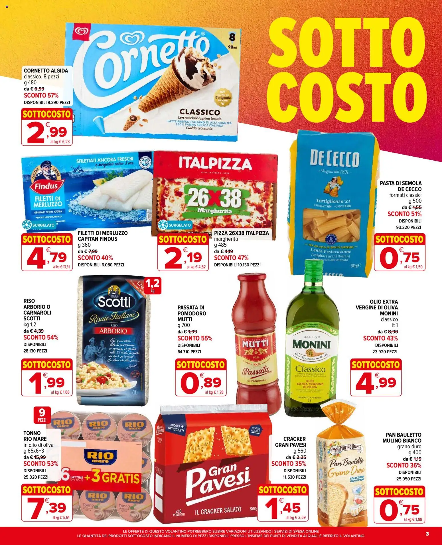 Volantino Iperal del 03/09/2026 | Pagina: 3 | Prodotti: Merluzzo, Tonno, Olio extra vergine, Olio di Oliva