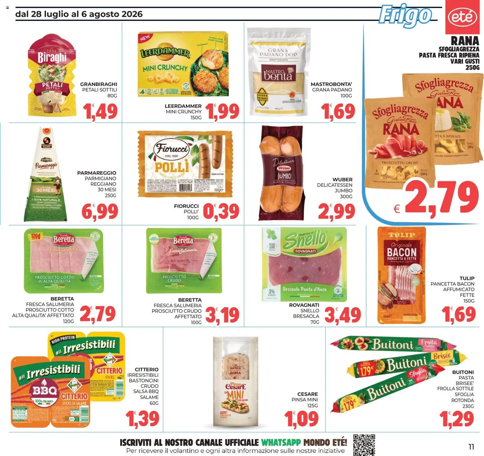 Volantino Eté del 28/07/2026 | Pagina: 11 | Prodotti: Salsa, Pasta, Spinaci, Grana Padano