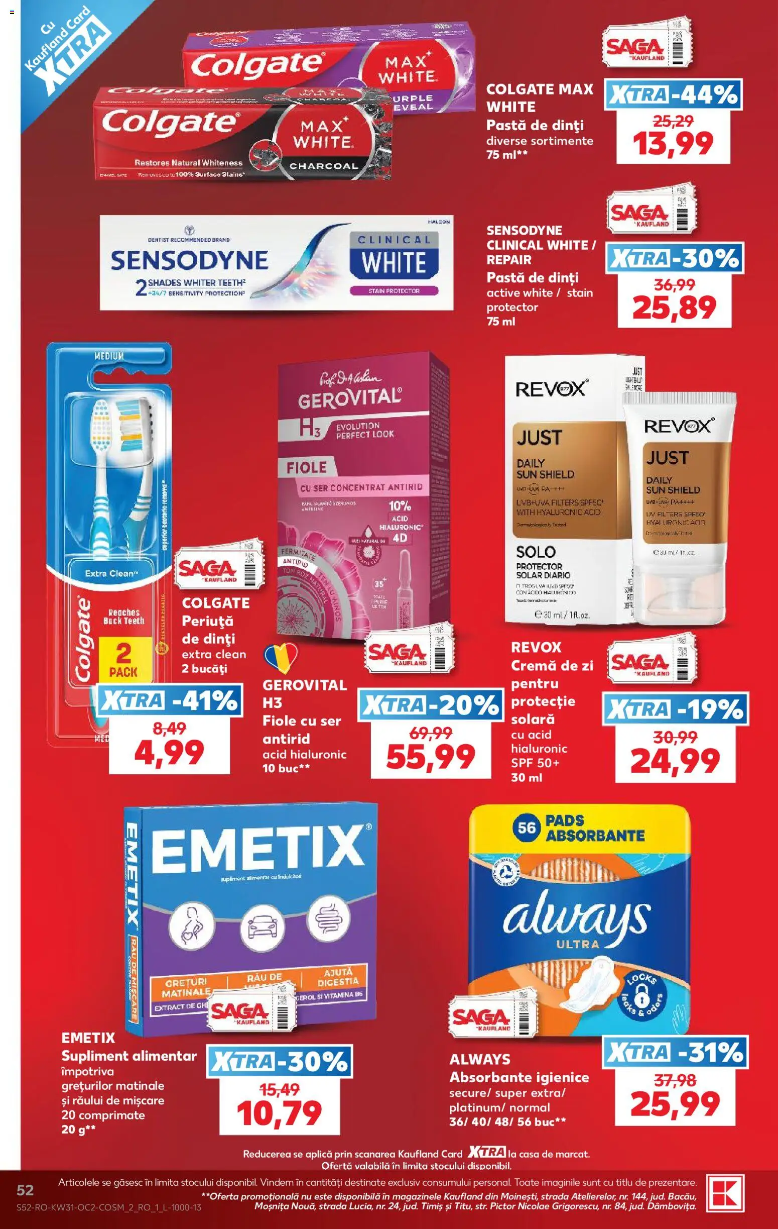 Noul catalog Kaufland – valabil de la 29.07.2026 | Pagină: 52 | Produse: Pomelo, Cremă, Pastă de dinți, Absorbante