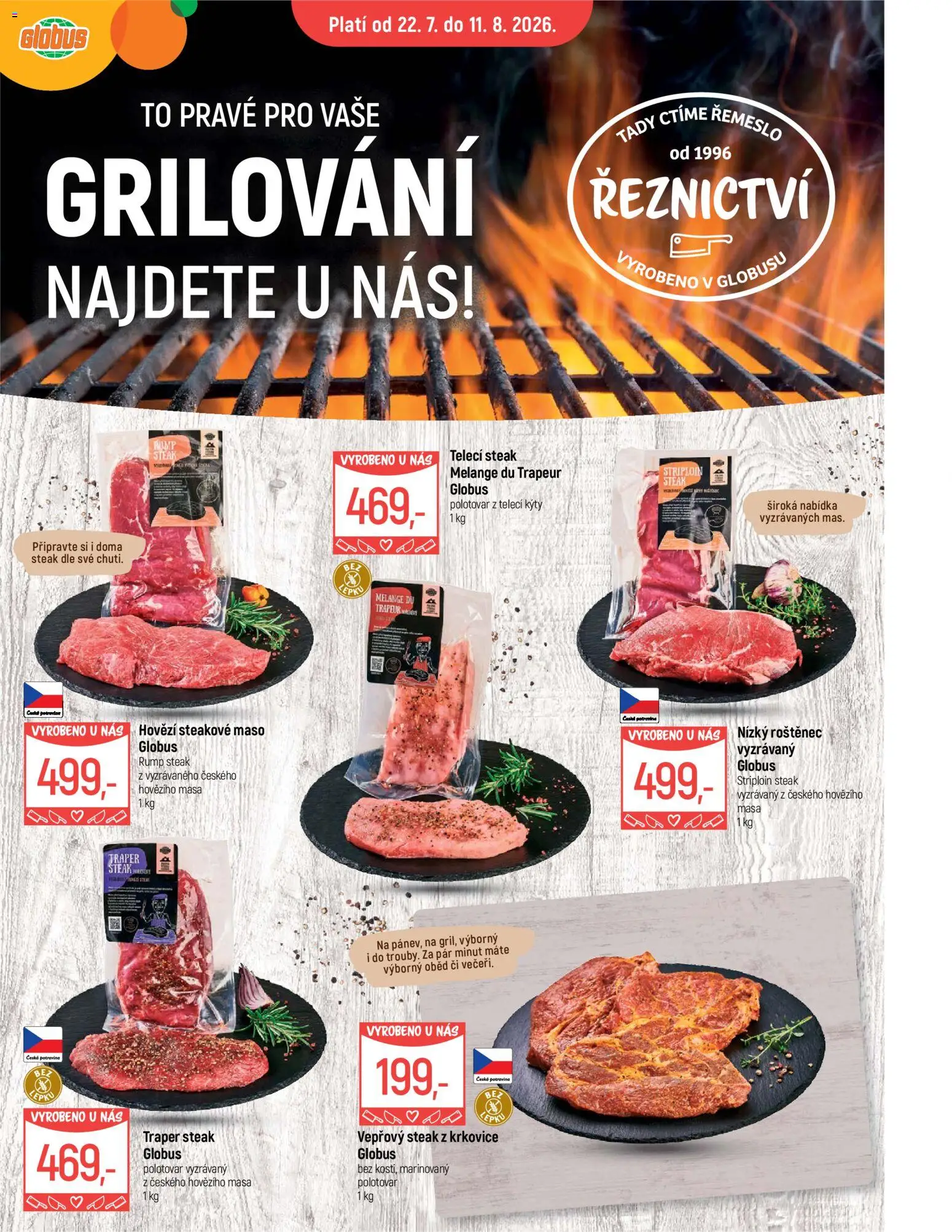 Globus leták od 22.07.2026 | Strana: 5 | Produkty: Hovězí, Grilování, Vepřový steak, Steak z krkovice