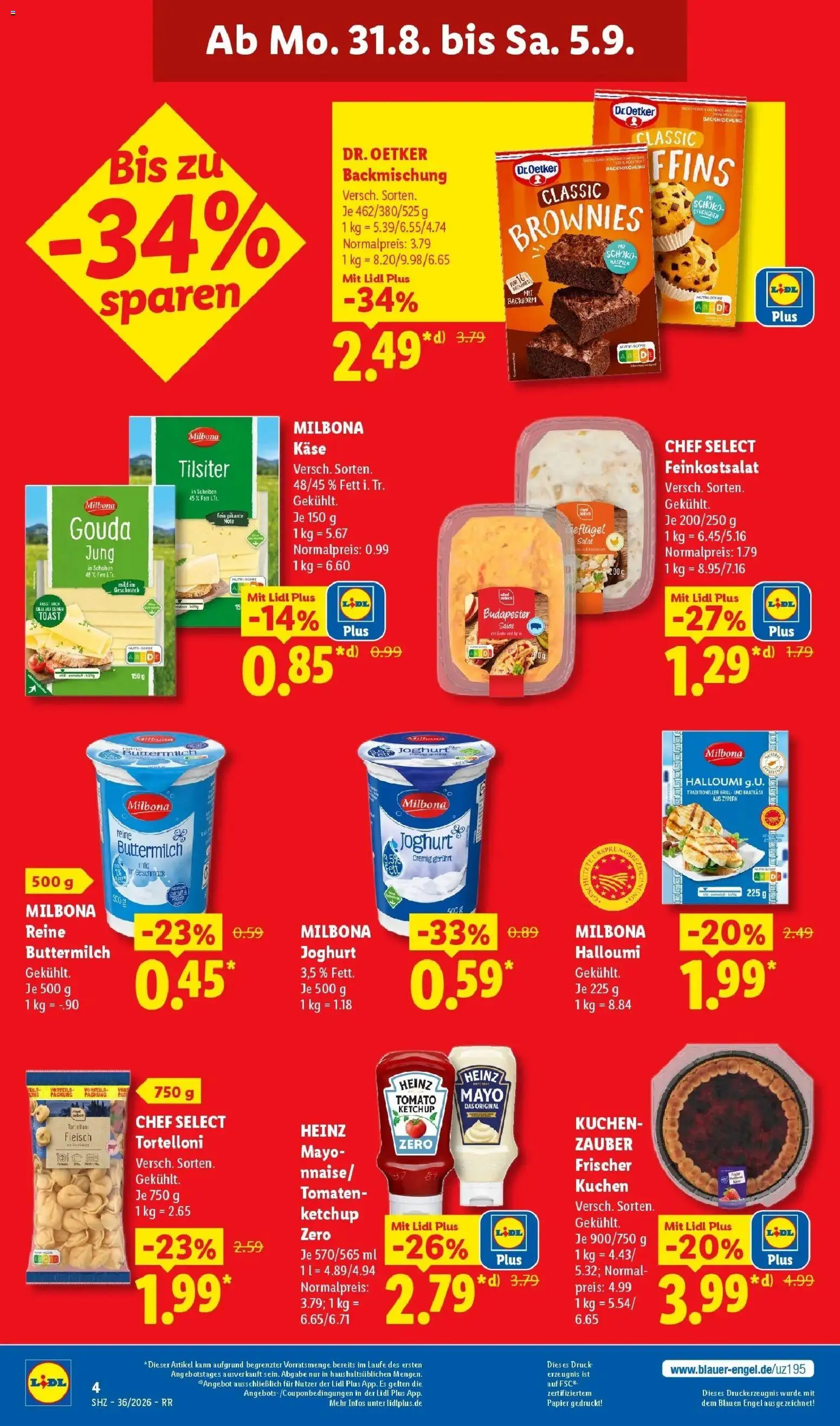 Lidl Prospekt Zülpich (ab 31.08.2026) zum Blättern » Angebote | Seite: 4 | Produkte: Käse, Tomaten, Kuchen, Fleisch