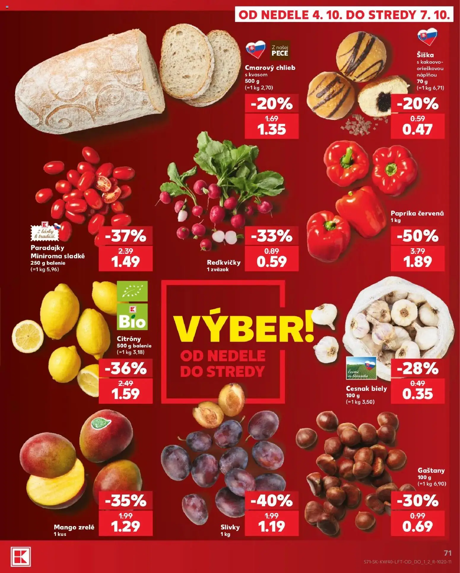 Nové Kaufland akcie – leták je platný od 01.10.2026 | Strana: 71 | Produkty: Gaštany, Paradajky, Citróny, Šiška