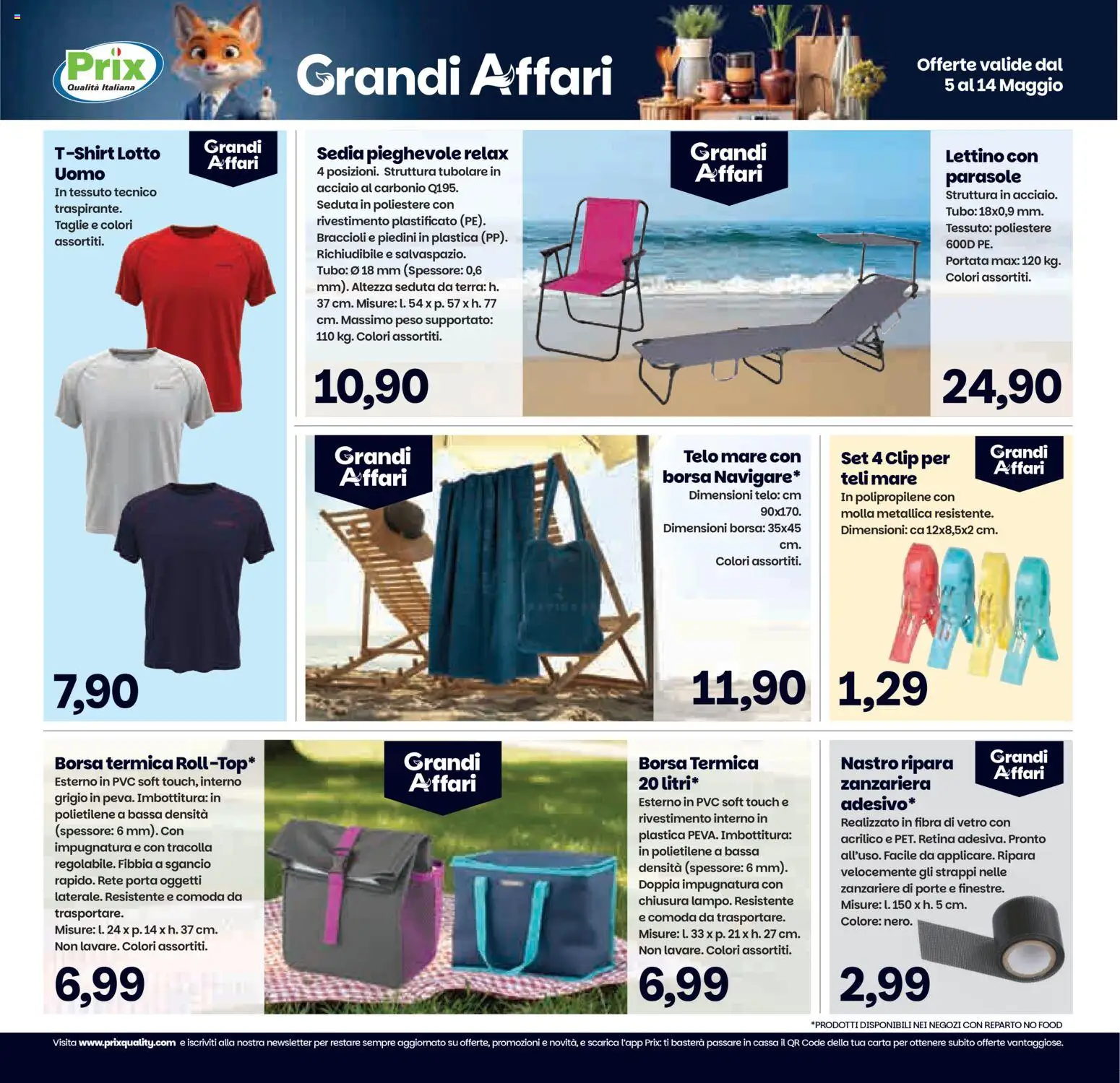 Volantino Prix del 05.05.2026 | Pagina: 24 | Prodotti: Tubo, Zanzariera, Lettino, Borsa