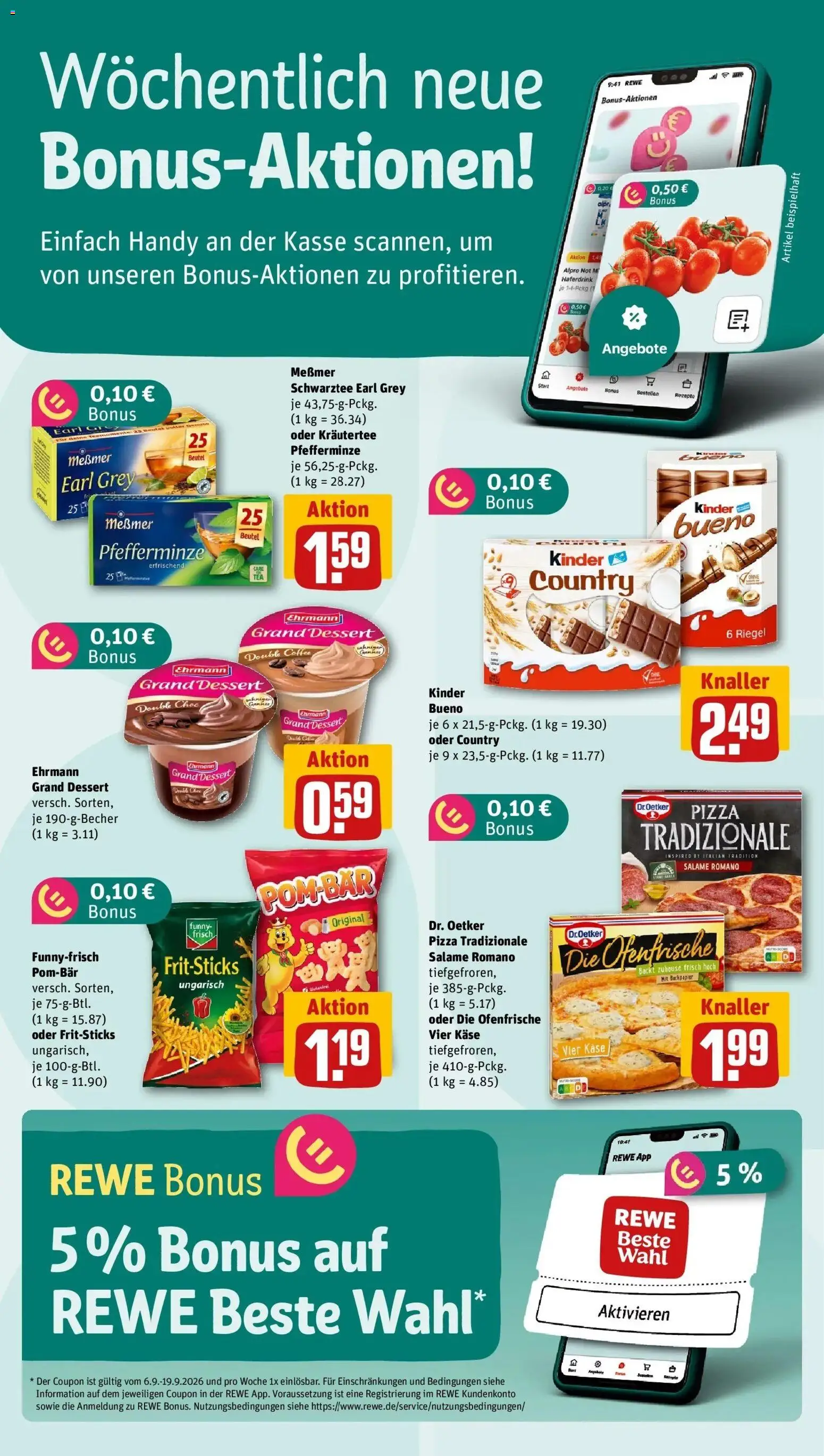 REWE Prospekt ab 07.09.2026 zum Blättern » Angebote | Seite: 2 | Produkte: Käse, Ehrmann grand dessert, Messmer, Alpro