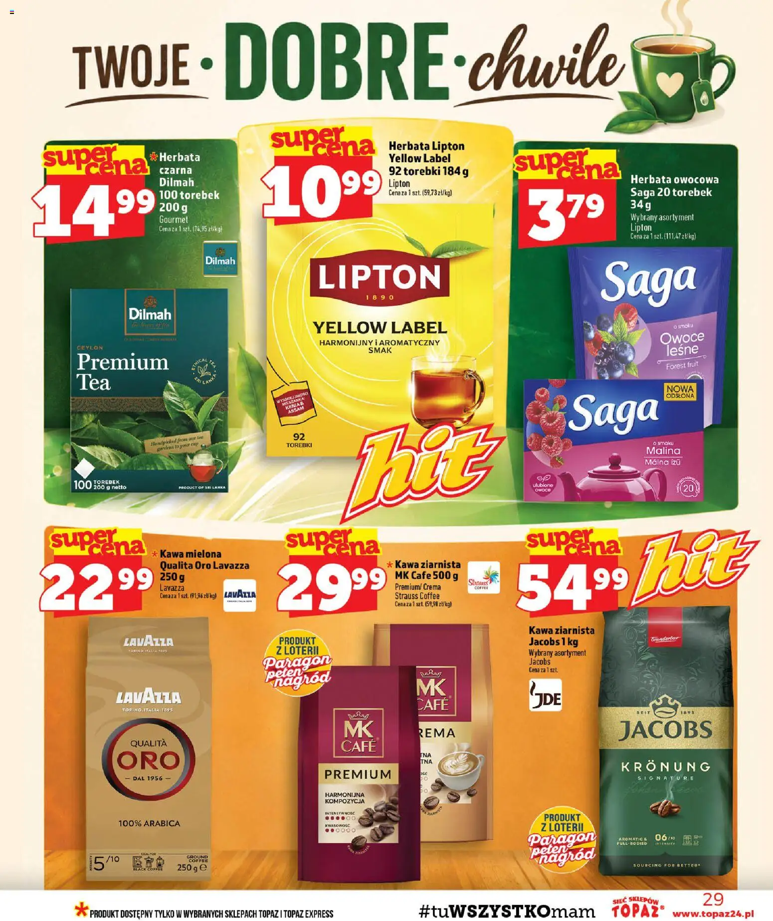 Topaz gazetka - Ceny małe na stałe od 17.09.2026 | Strona: 29 | Produkty: Malina, Herbata owocowa, Jacobs, Herbata