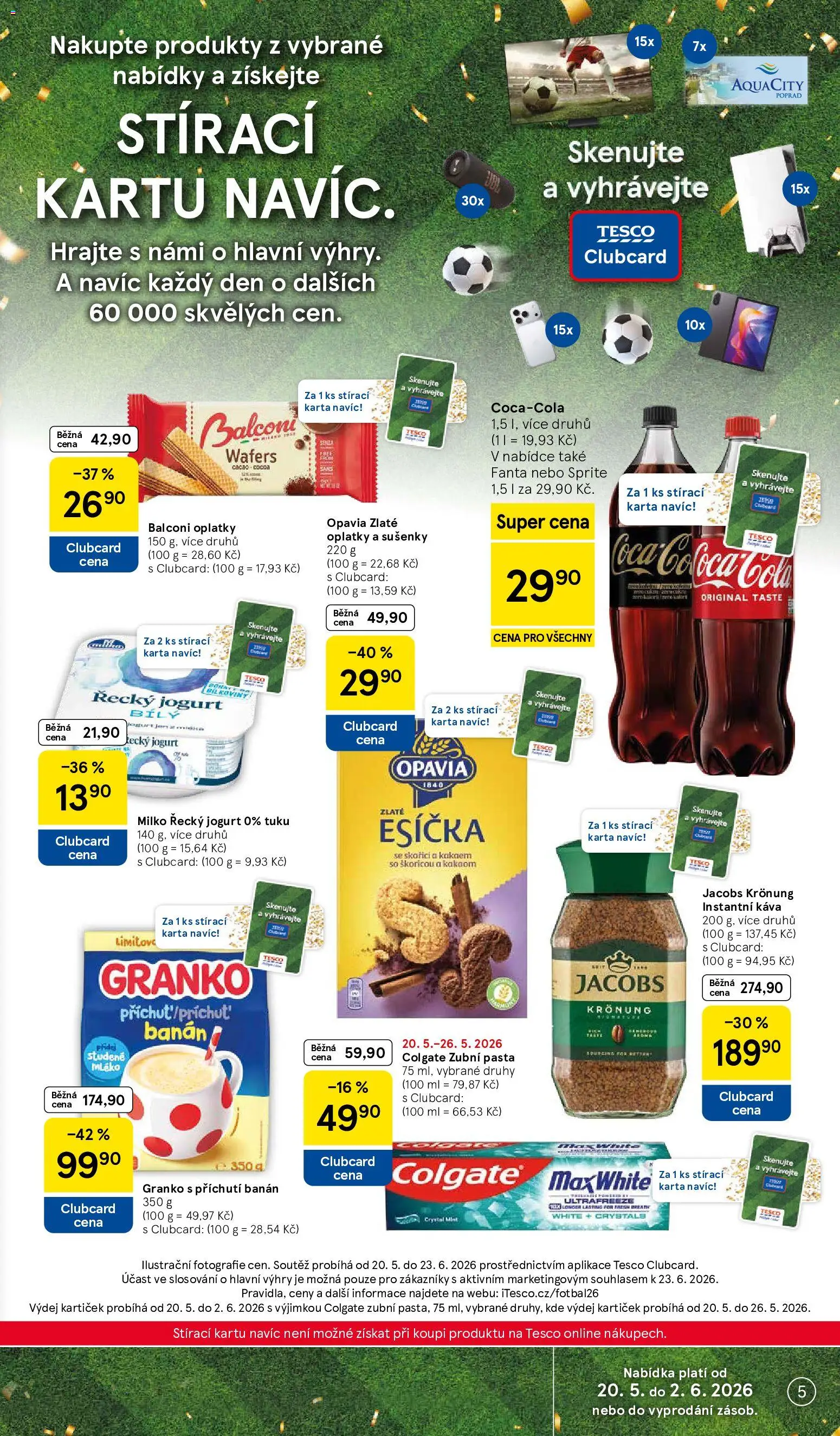 Tesco leták - Hypermarket od 20.05.2026 | Strana: 5 | Produkty: Milko řecký jogurt, Sprite, Esíčka, Oplatky
