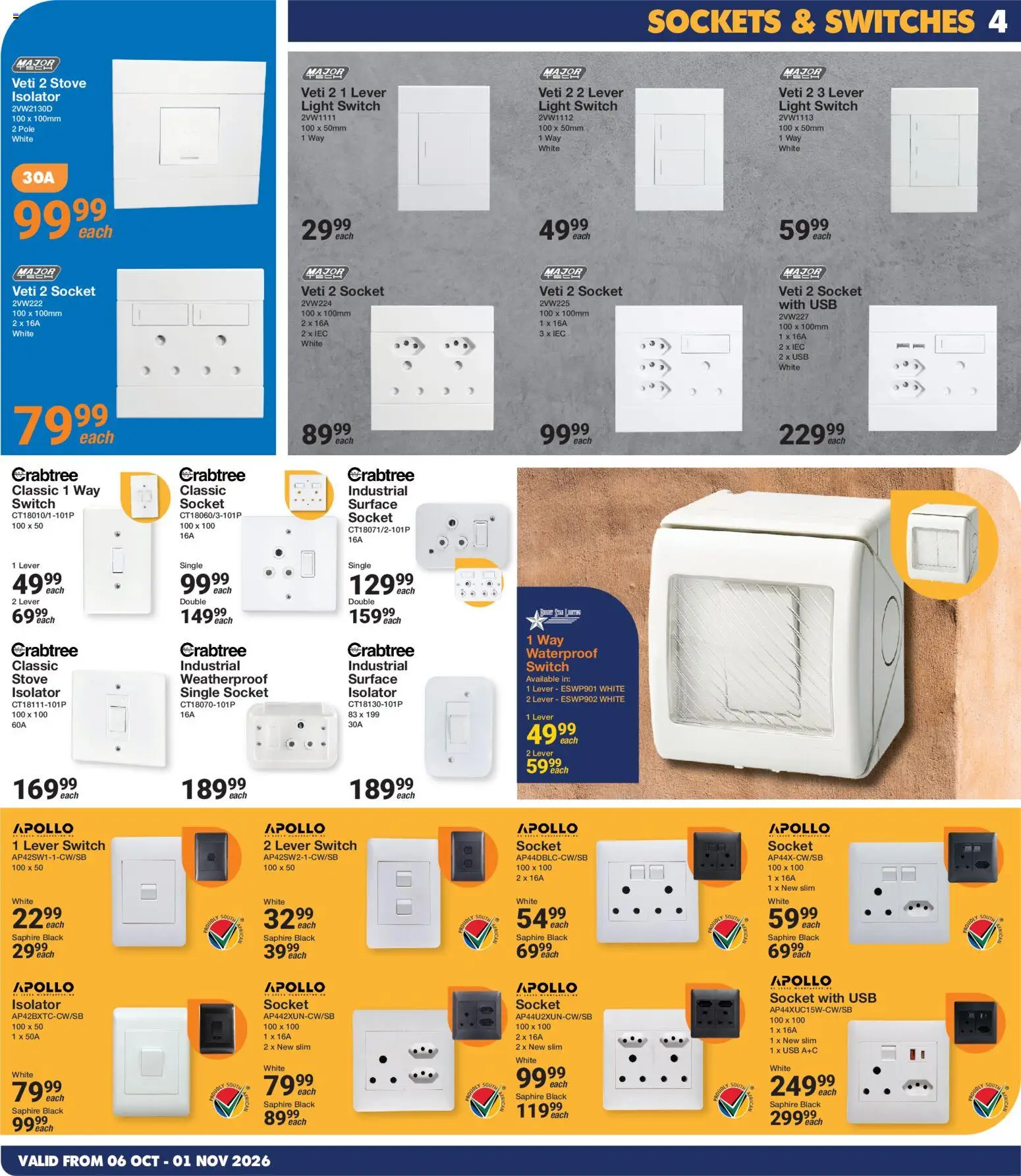 New MICA catalogue – valid from 06/10/2026 | Page: 4 | Products: USB, Stove, Socket, Switch