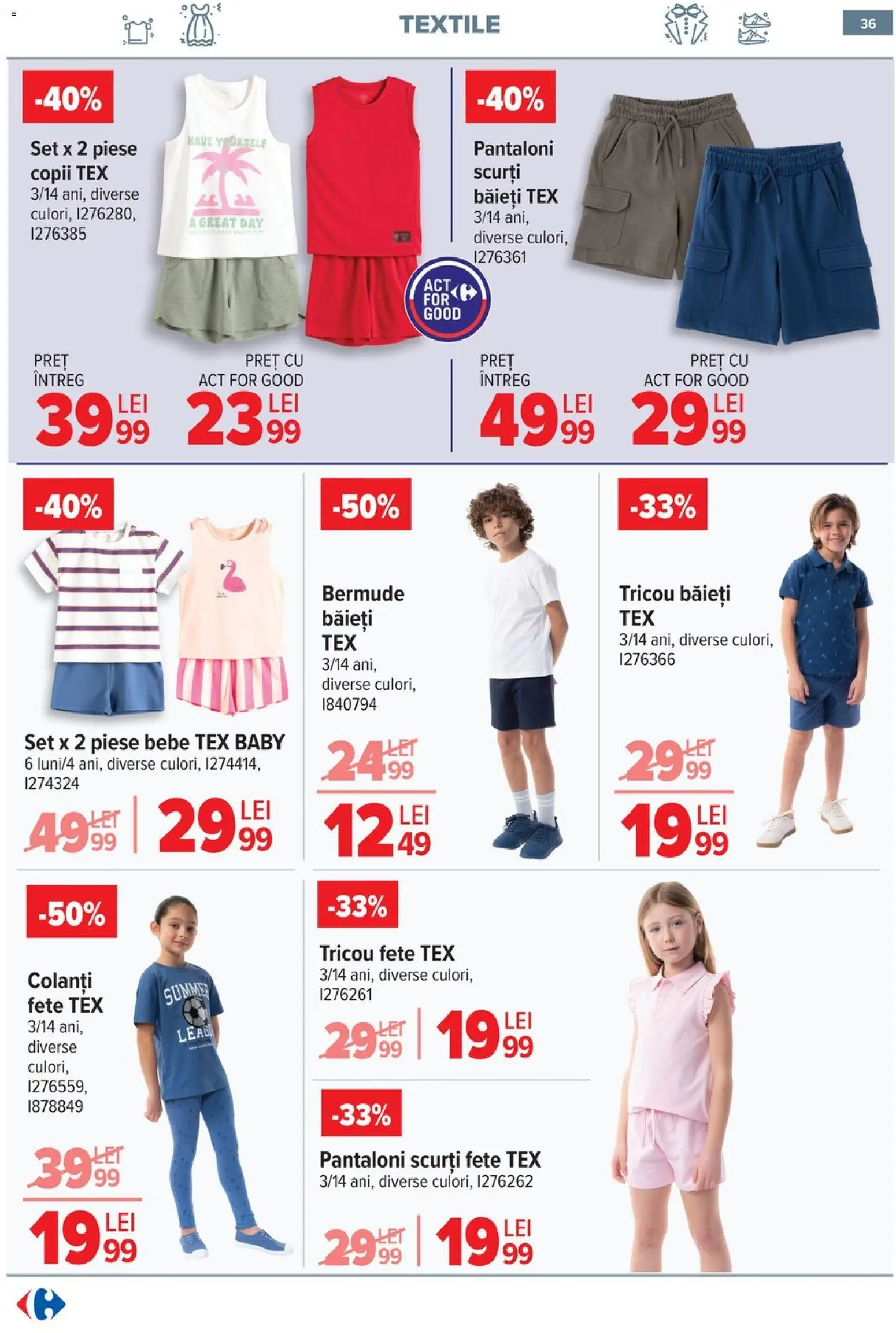 Noul catalog Carrefour – valabil de la 20.05.2026 | Pagină: 35 | Produse: Tricou, Pantaloni, Pantaloni scurți, Colanți