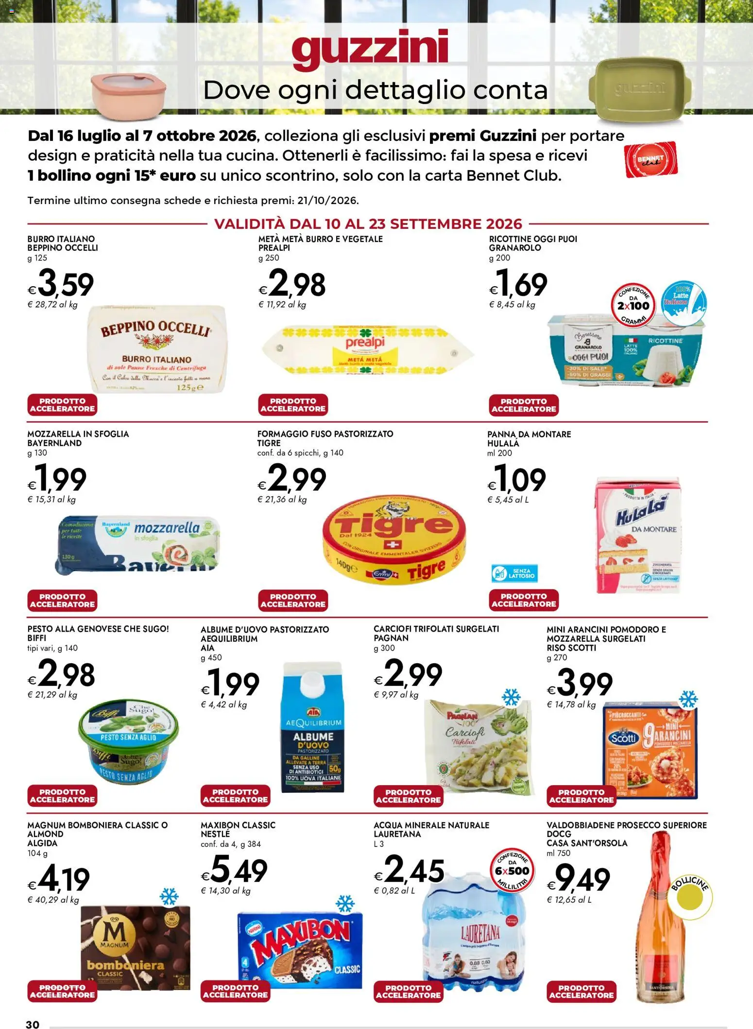 Volantino bennet del 10/09/2026 | Pagina: 30 | Prodotti: Magnum, Aglio, Burro, Acqua minerale