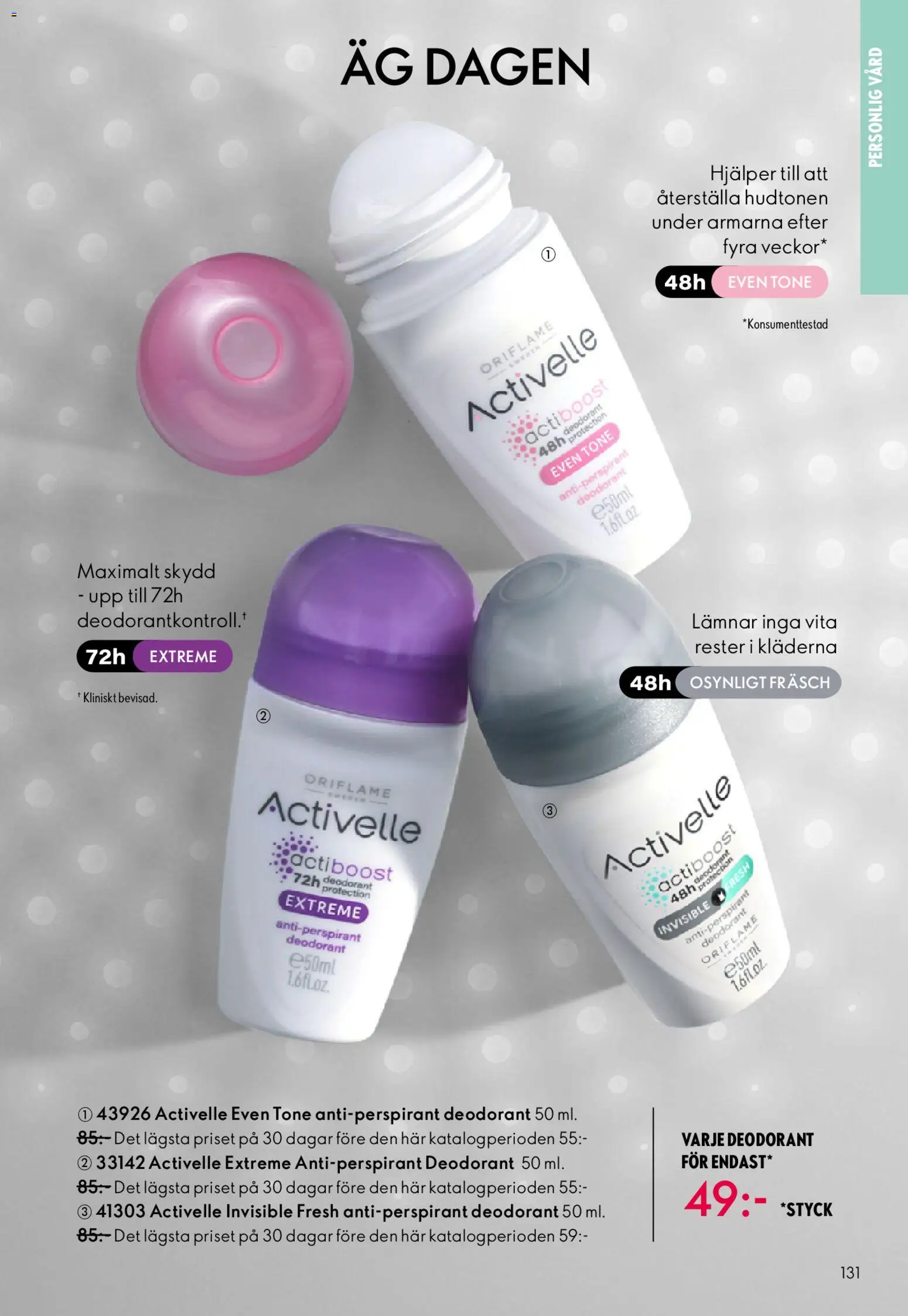 Oriflame reklamblad aktuell från 01.04.2026 | Sida: 131 | Produkter: Deodorant, Antiperspirant