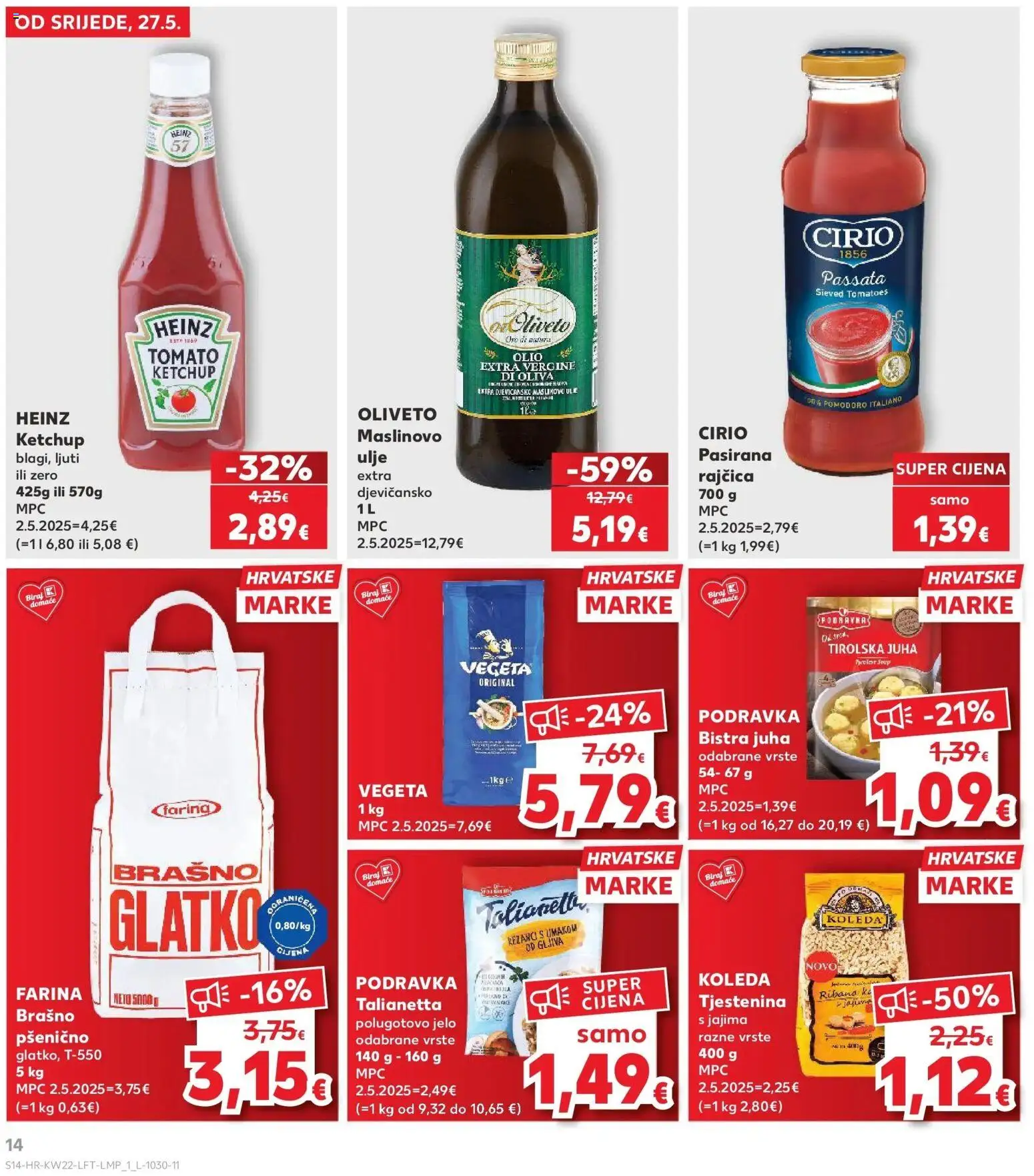 Kaufland katalog | vrijedi od 26.05.2026 | Stranica: 14 | Proizvodi: Ulje, Podravka, Tjestenina, Brašno