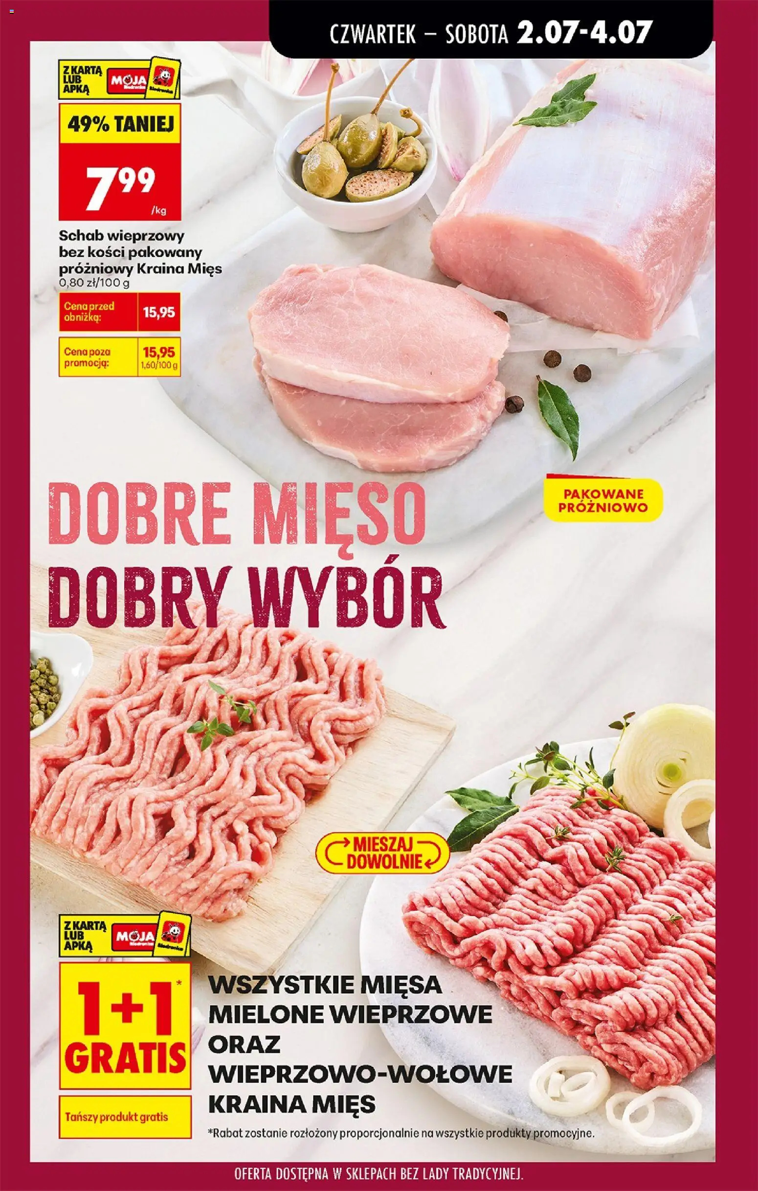 Biedronka gazetka od czwartku od 02.07.2026 | Strona: 23 | Produkty: Mięso, Kraina mięs, Schab wieprzowy, Schab wieprzowy bez kości