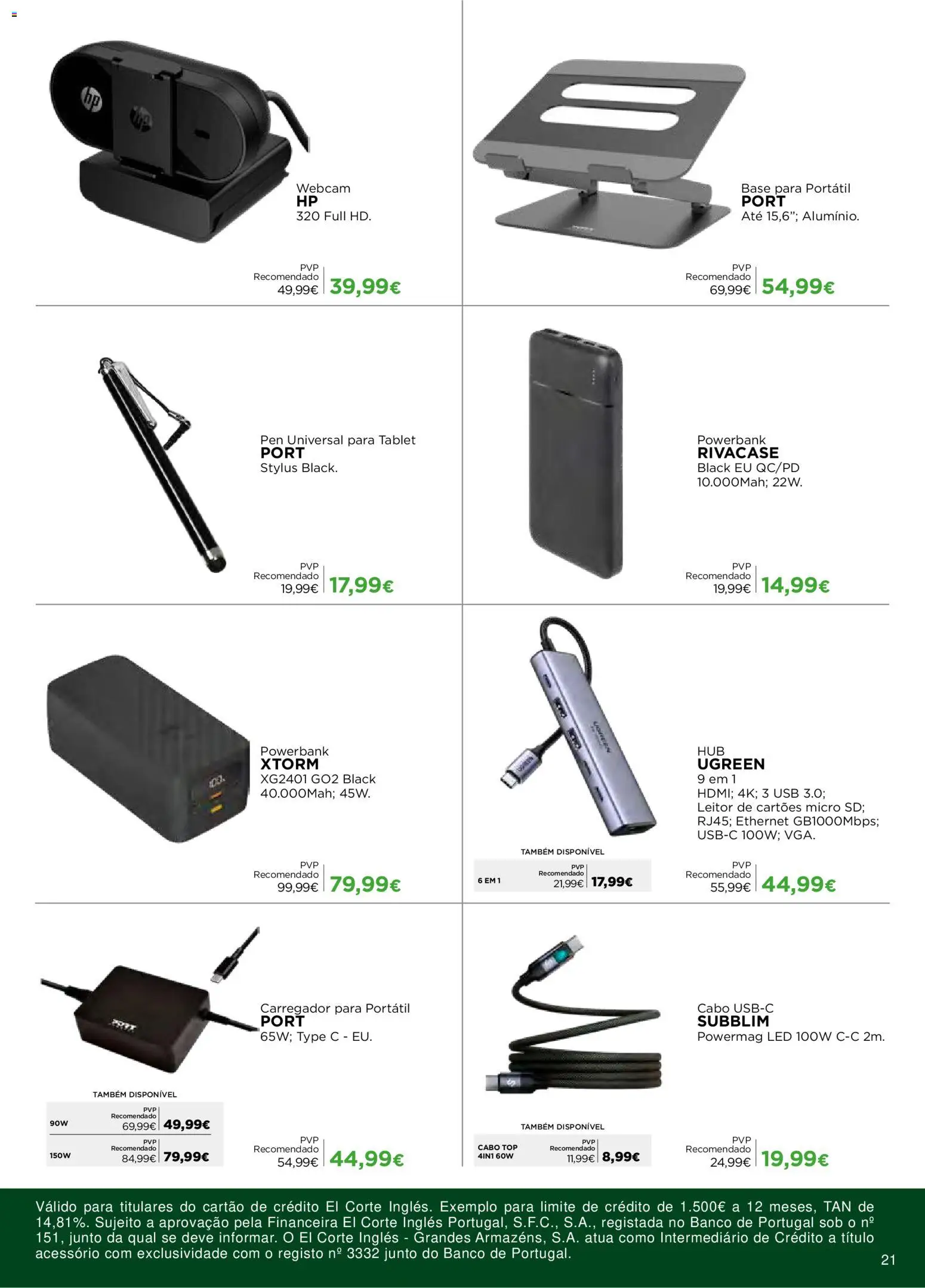 El Corte Ingles Regresso as Aulas │ válido de 28/08/2026 | Página: 21 | Produtos: Cabo, USB, Top, Base