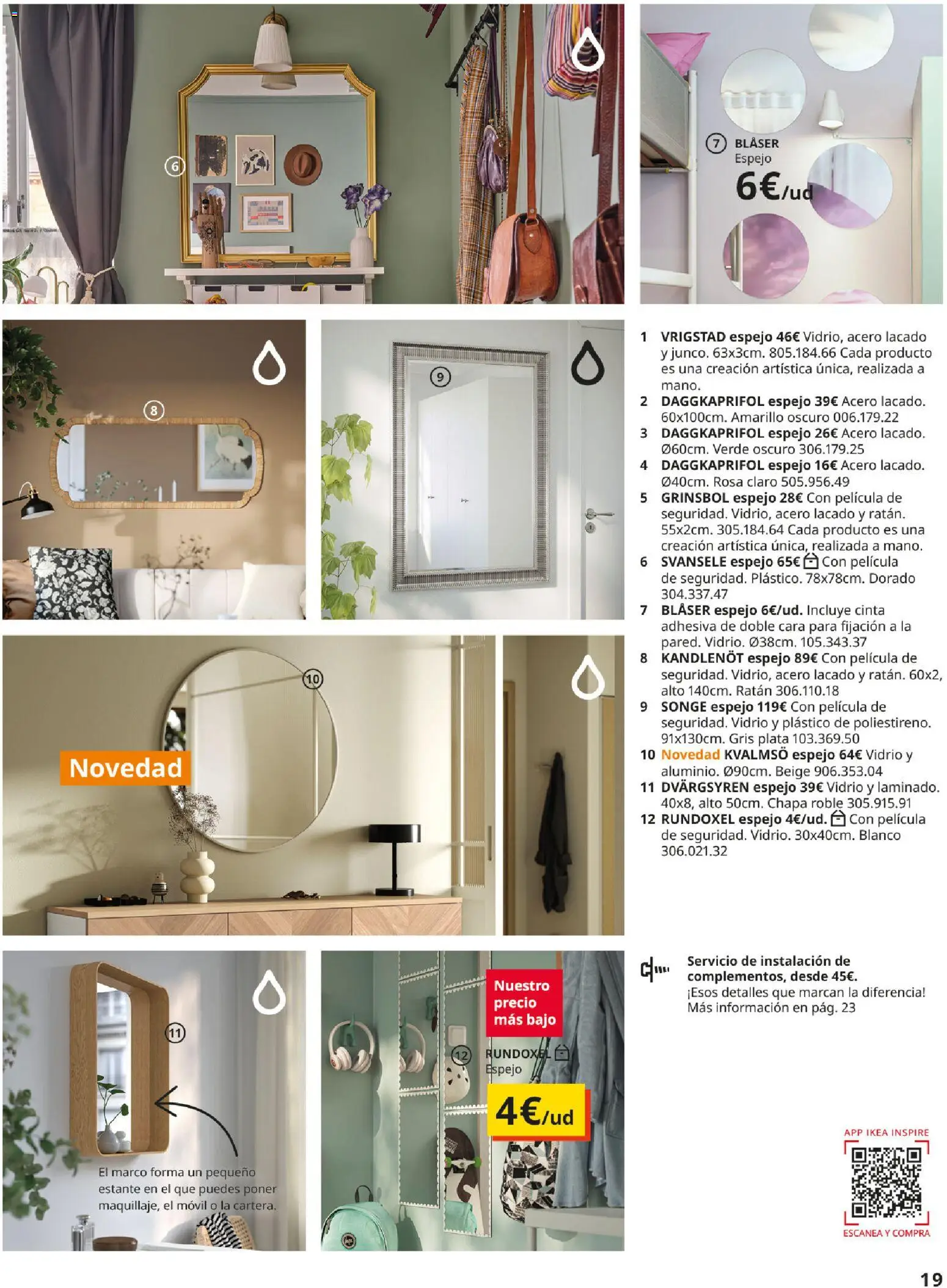 IKEA - Espejos │ válido desde el 01/10/2026 | Página: 19 | Productos: Móvil, Marco, Estante, Espejo
