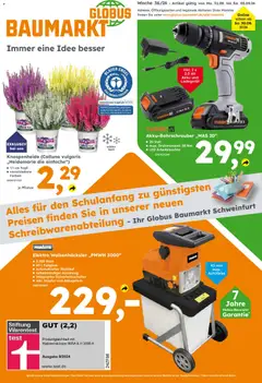 Globus Baumarkt Prospekt Weinstadt-Endersbach ab 31.08.2026 gültig