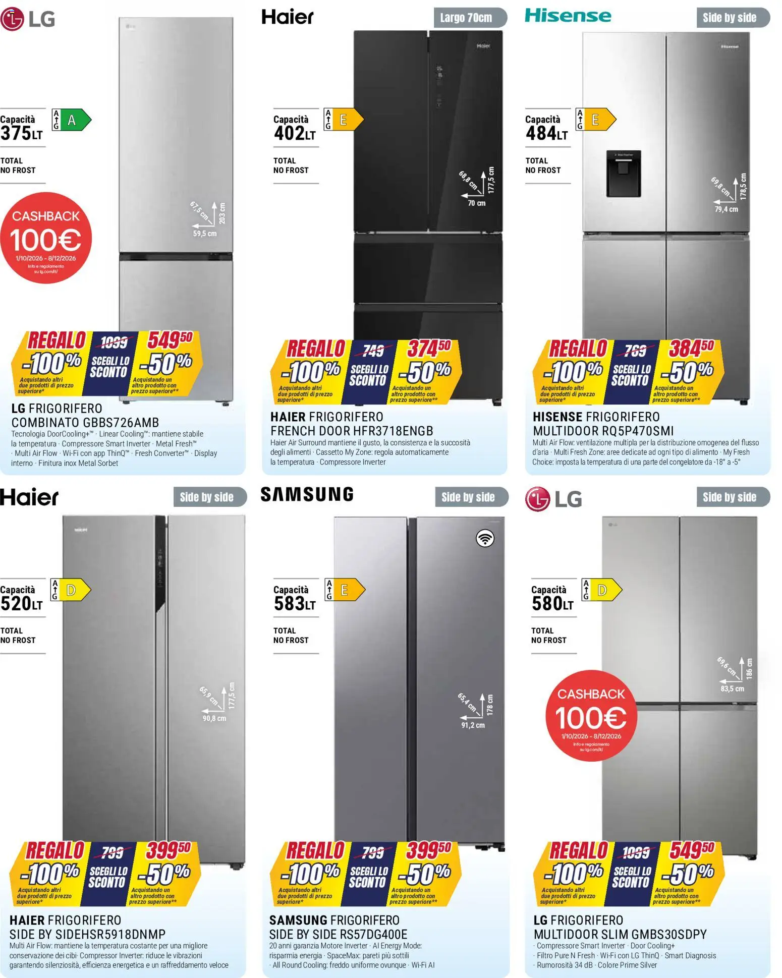 Volantino Trony del 29/10/2026 | Pagina: 19 | Prodotti: Compressore, Frigorifero, Congelatore, Samsung