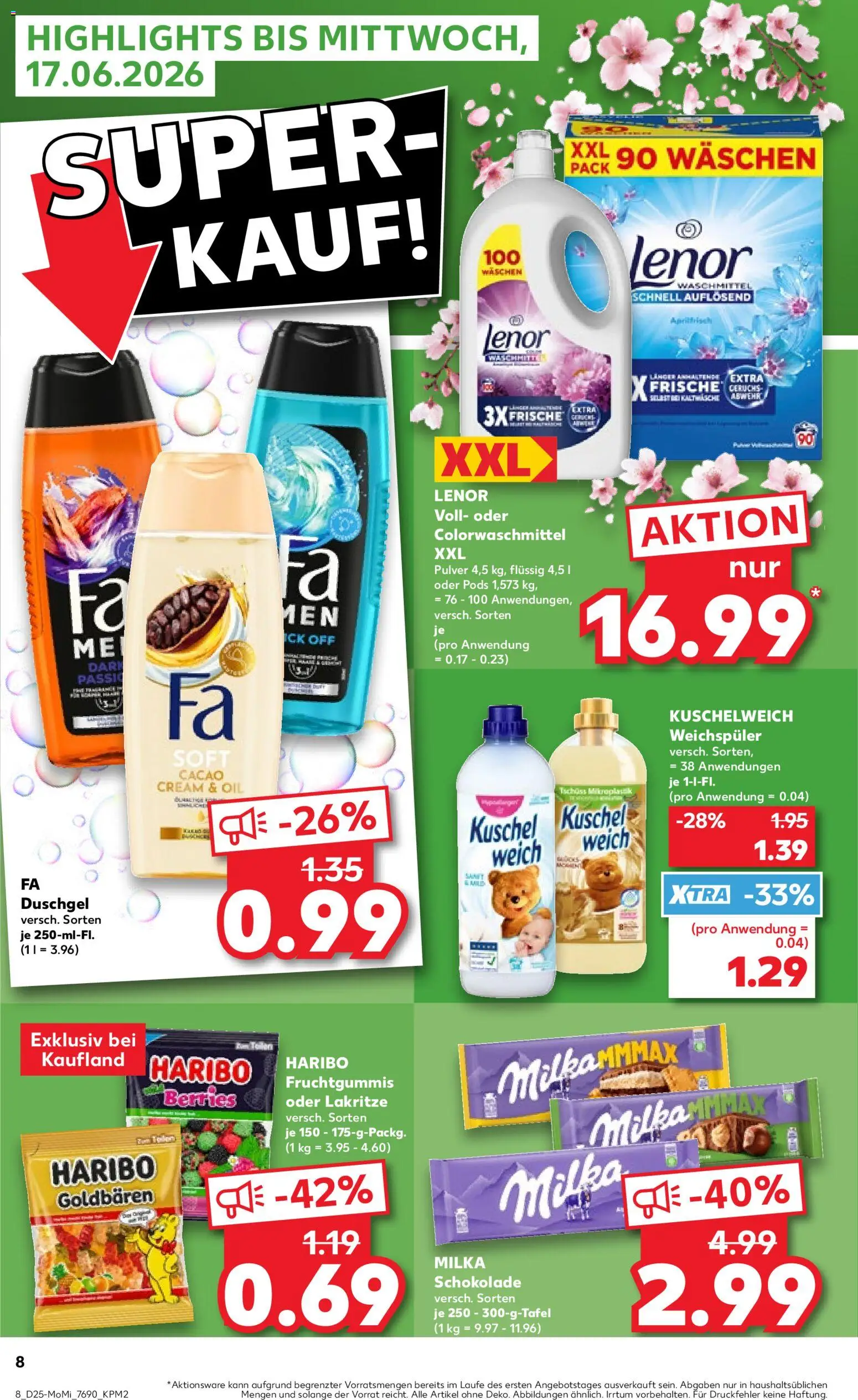 Kaufland Prospekt Stuttgart – gültig ab 15.06.2026 | Seite: 8 | Produkte: Lenor, Fa duschgel, Duschgel, Waschmittel