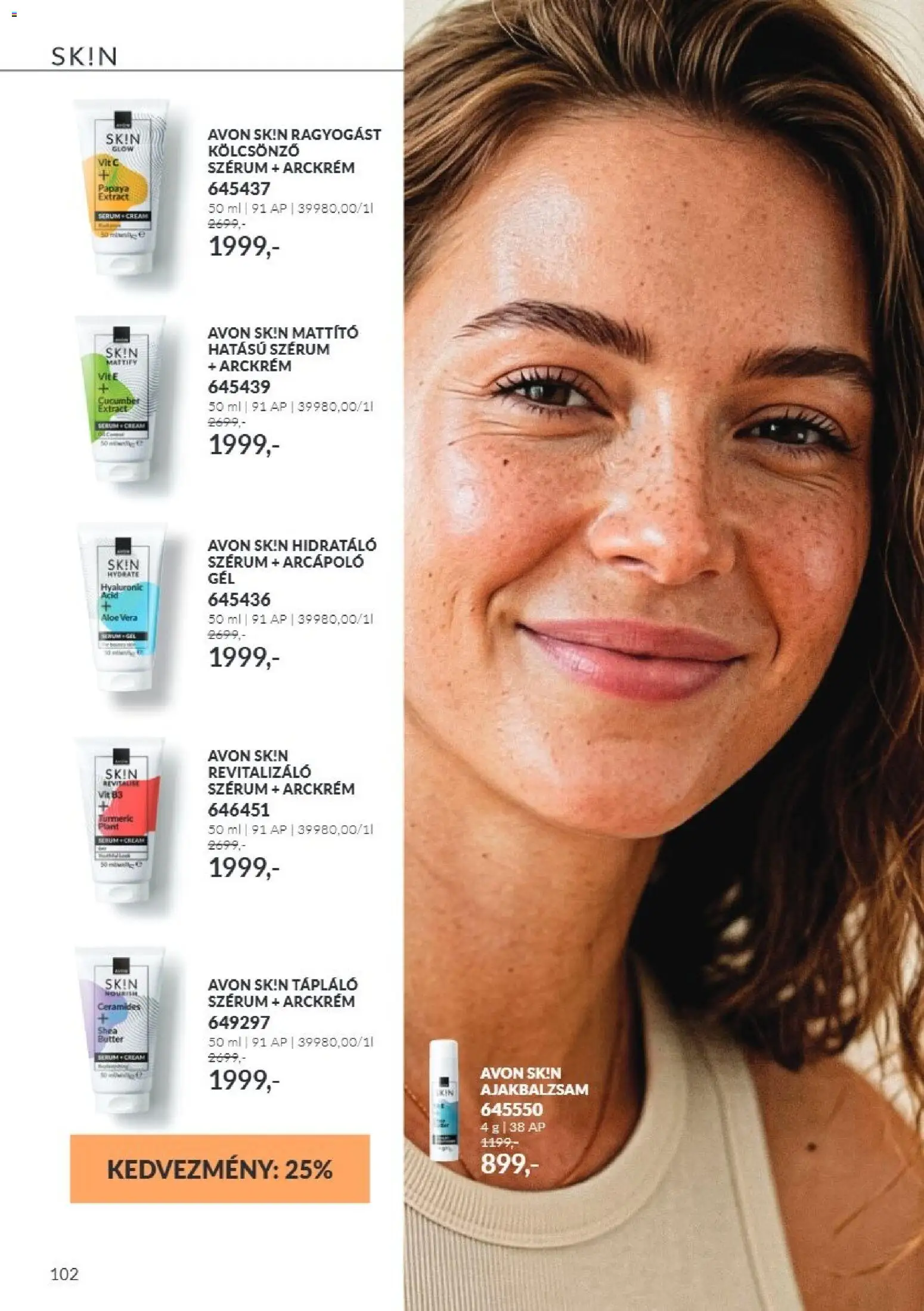 Avon akciós ujság - amely érvényes a következő dátumtól: 2026.11.01. | Oldal: 102 | Termékek: Arckrém, Aloe vera, Ajakbalzsam, Szérum