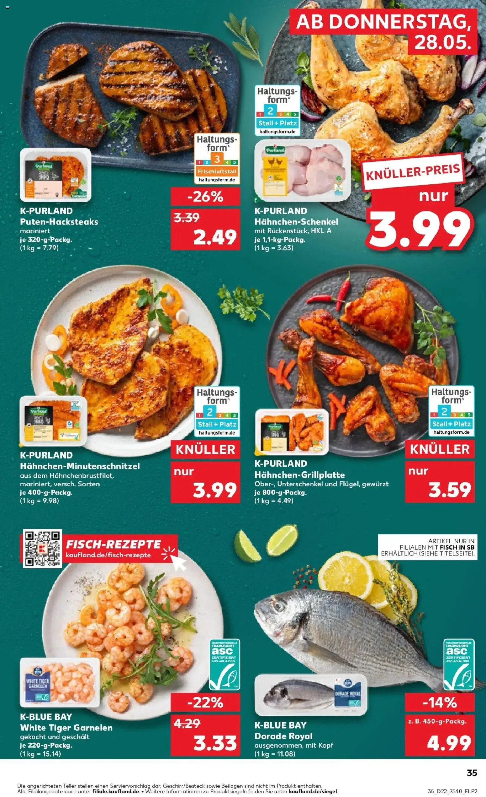 Kaufland Prospekt Eisenberg – gültig ab 26.05.2026 | Seite: 40 | Produkte: Dorade, Hahnchenschenkel, Garnelen, Fisch