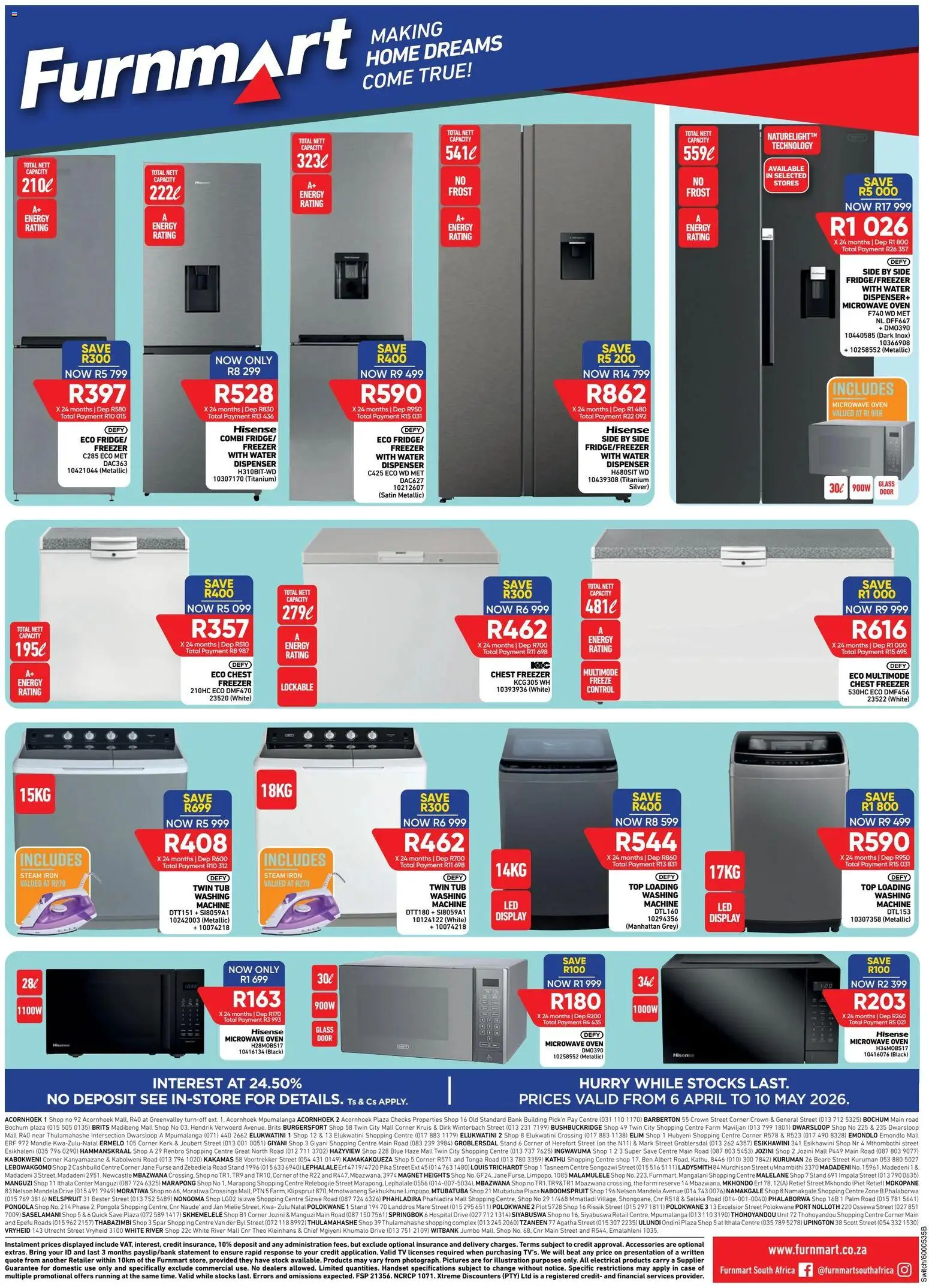 New Furnmart catalogue – valid from 06.04.2026 | Page: 3 | Products: Oven, Iron, TV, Stock