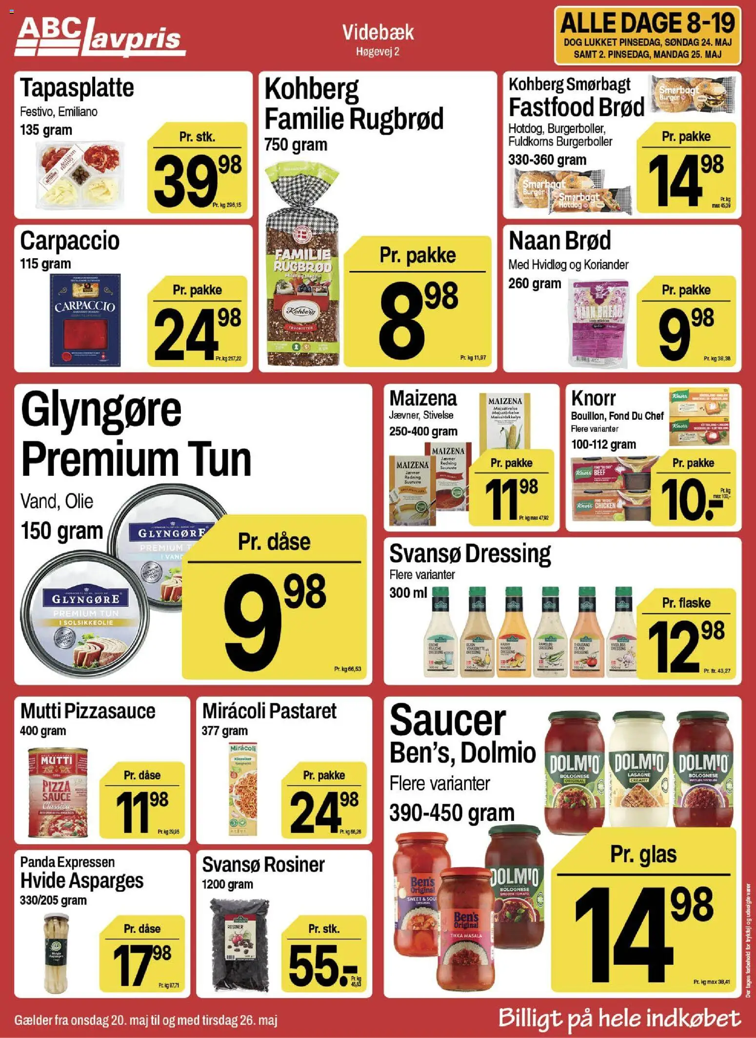 Abc Lavpris tilbudsavis – gyldig fra 20.05.2026 | Side: 12 | Produkter: Brød, Rosiner, Hvidløg, Rugbrød