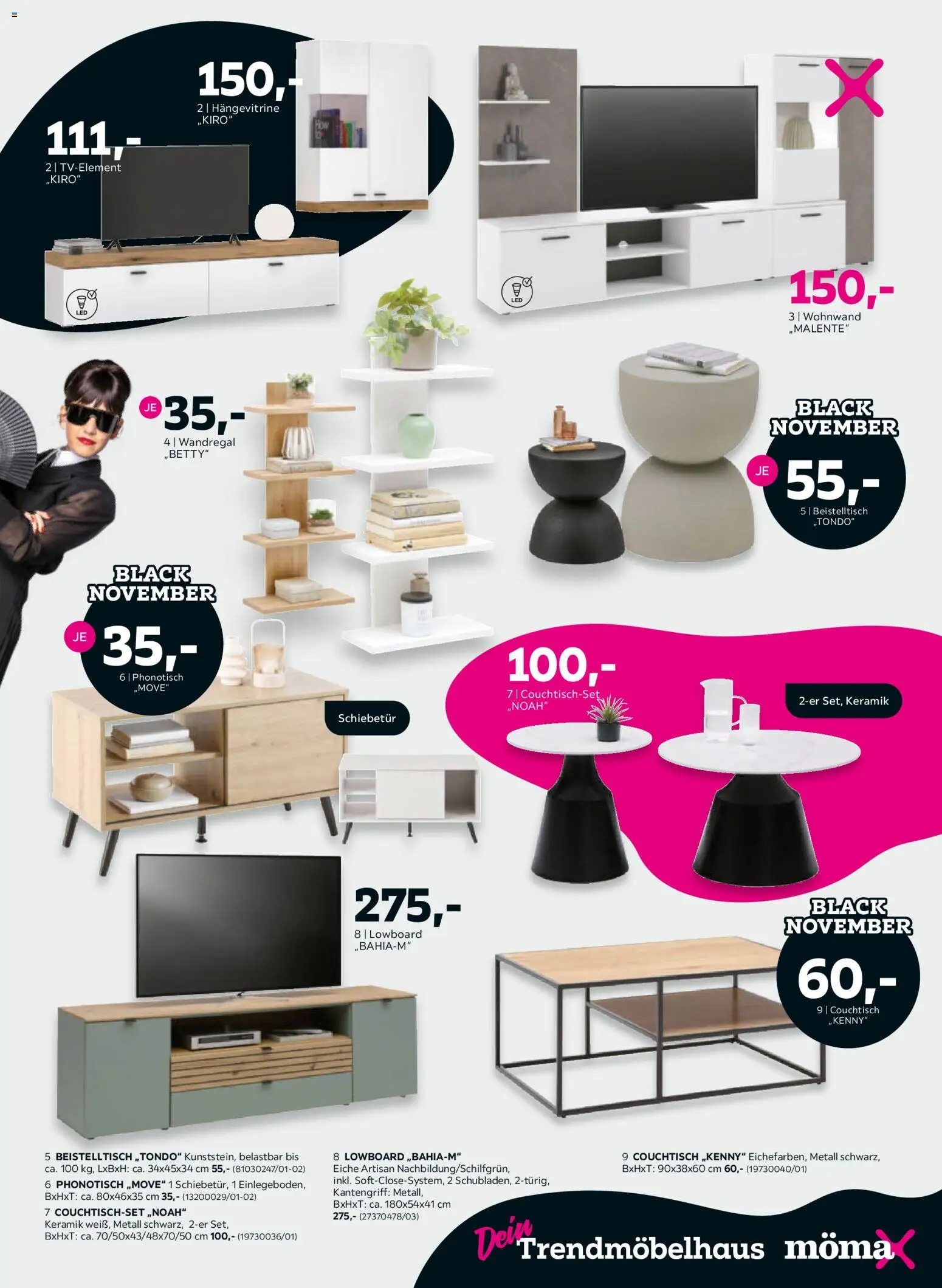 Mömax Black November – gültig ab 25.10.2026 | Seite: 5 | Produkte: Wohnwand, Lowboard, Wandregal, Couchtisch