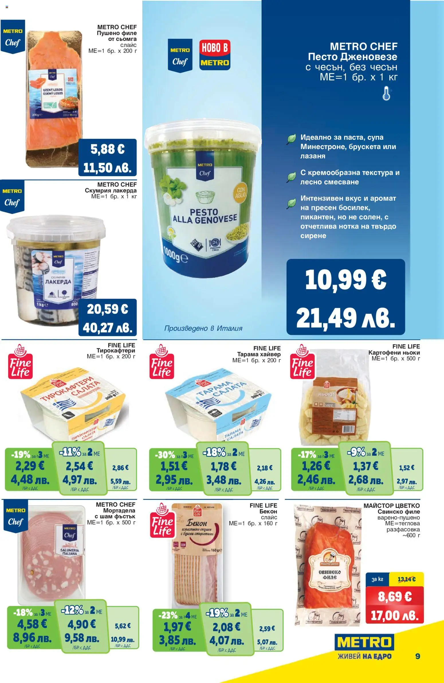 {H1} | Страница: 9 | Продукти: Бекон, Твърдо сирене, Свинско филе, Пушено филе